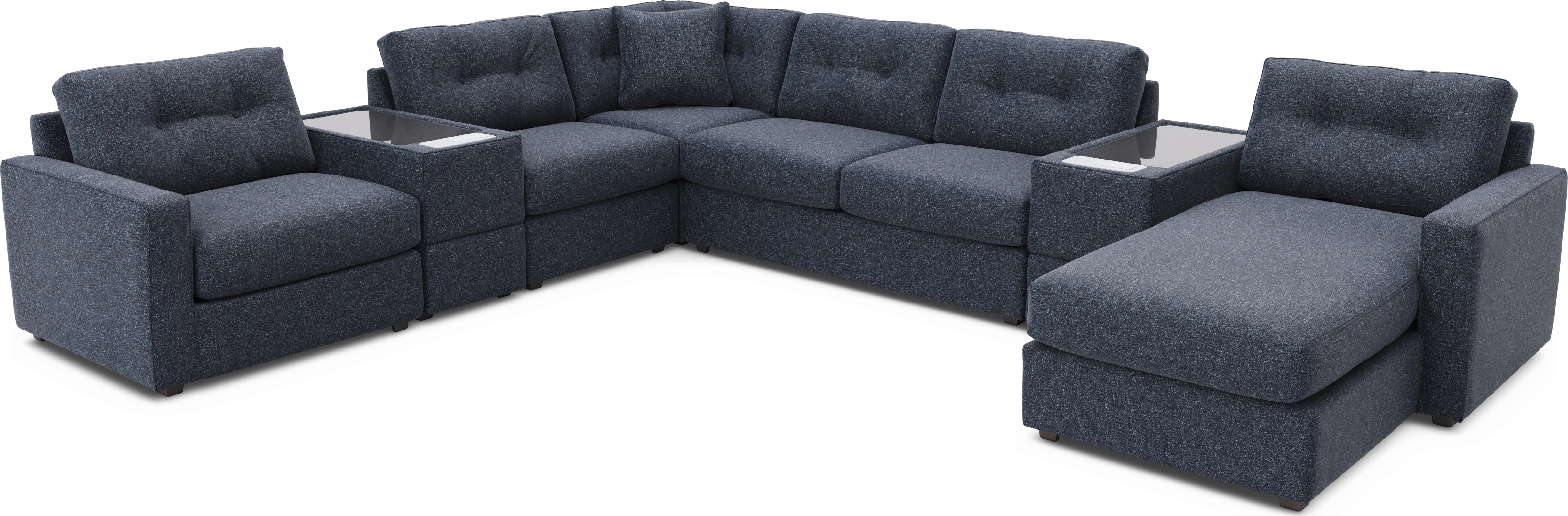 Dark Blue 7 Pc ModularOne Sleeper with Media Consoles - Thumbnail - Image 1