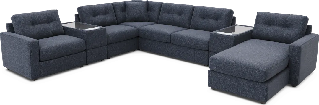 Dark Blue 7 Pc ModularOne Sleeper with Media Consoles