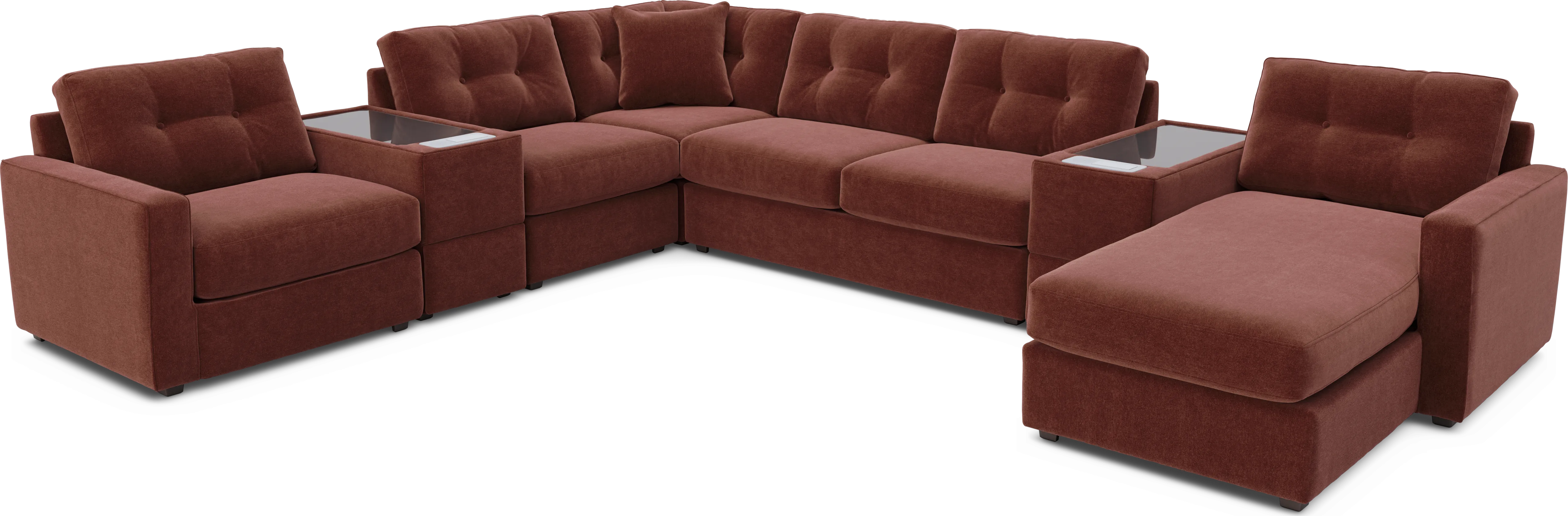 Merlot 7 Pc ModularOne Gel Foam Sleeper with Media Consoles - Thumbnail - Image 1
