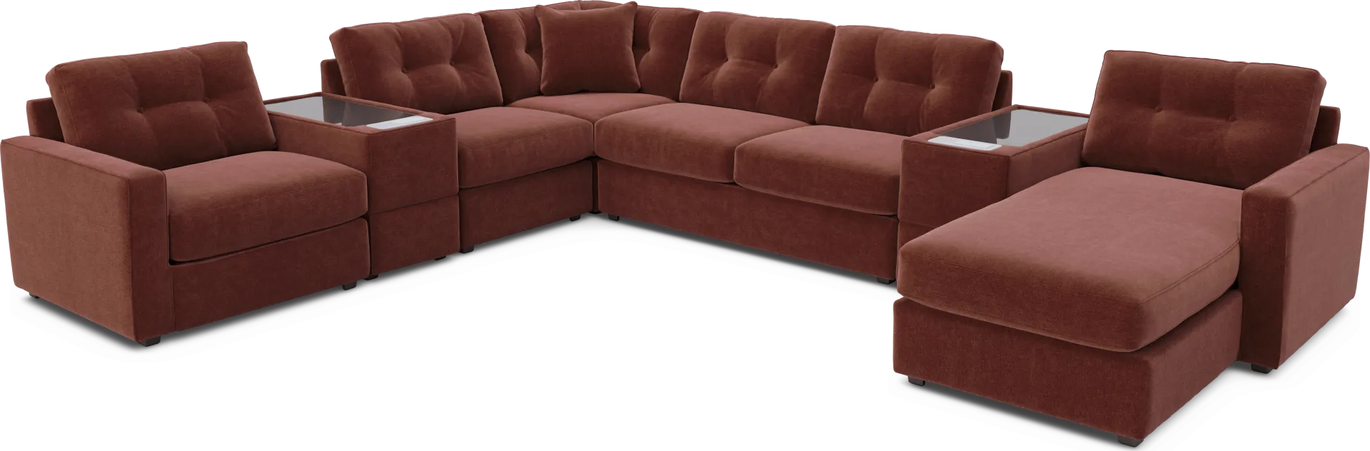 Merlot 7 Pc ModularOne Gel Foam Sleeper with Media Consoles - Image 1