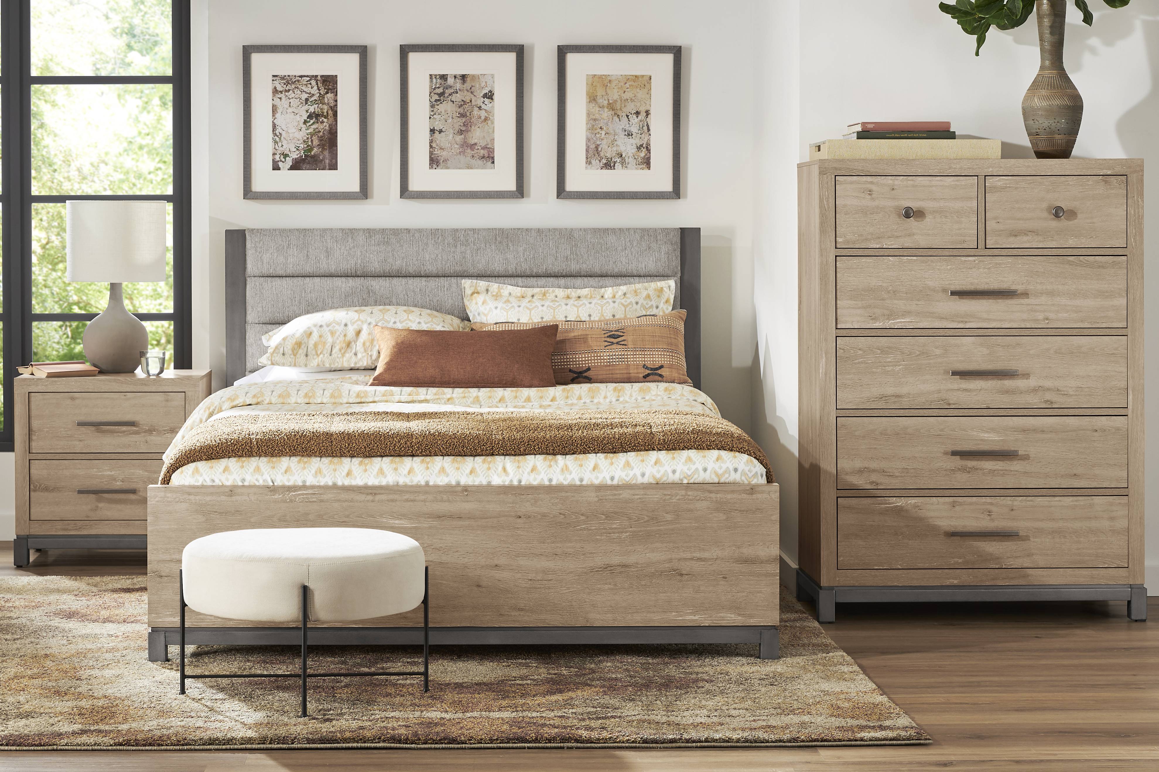 Maxton Place Natural 5 Pc Queen Bedroom - Thumbnail - Image 1