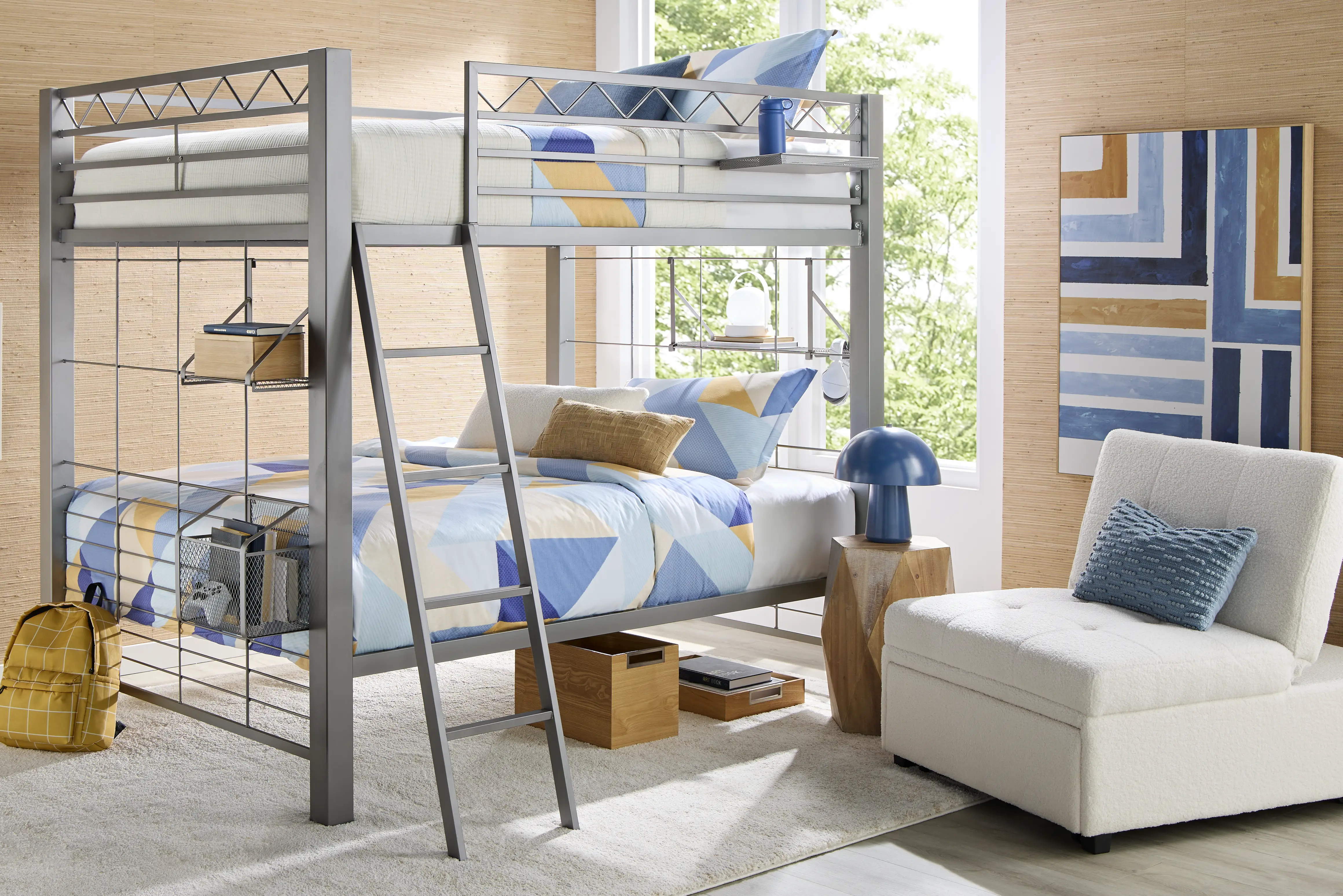 Build-A-Bunk Gray Full/Full Bunk Bed With Gray Accessories - Thumbnail - Image 2