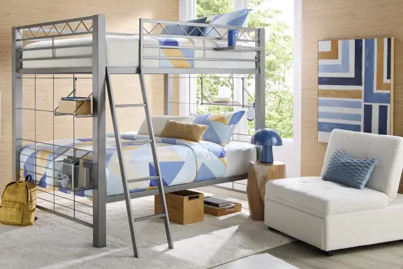 Build-A-Bunk Gray Full/Full Bunk Bed With Gray Accessories