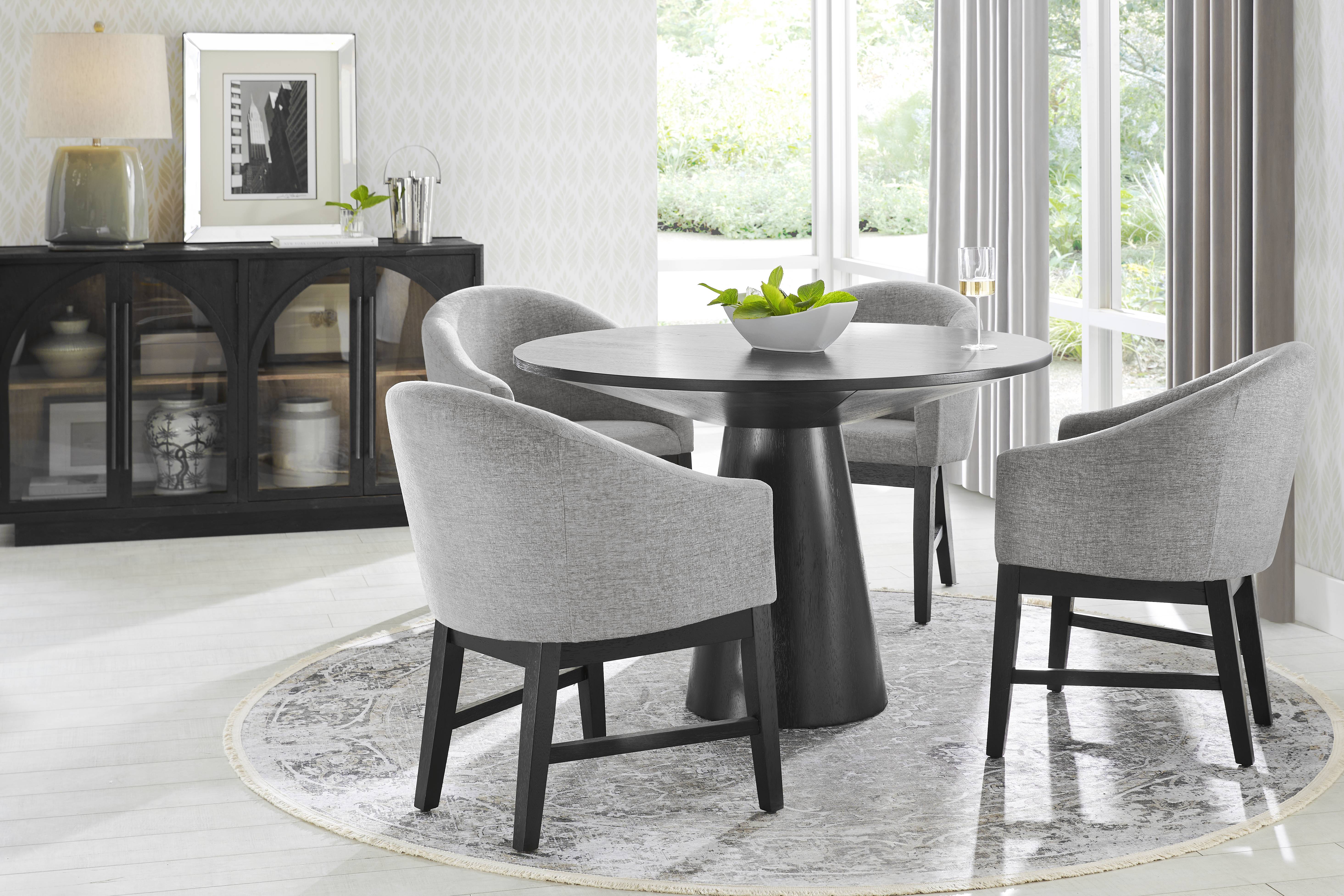 Kendall Black 5 Pc 48" Round Dining Room with Gray Arm Chairs - Thumbnail - Image 1