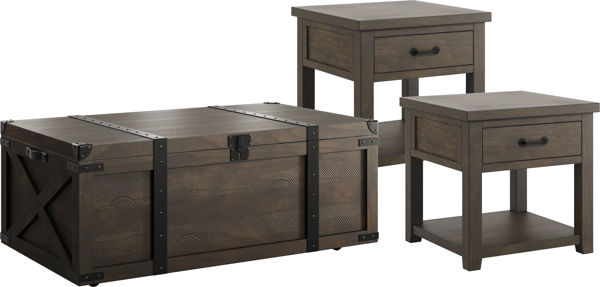 Rocky Creek Brown 3 Pc Table Set