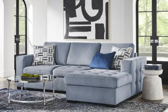 Geneva Blue 2 Pc Sleeper Sectional