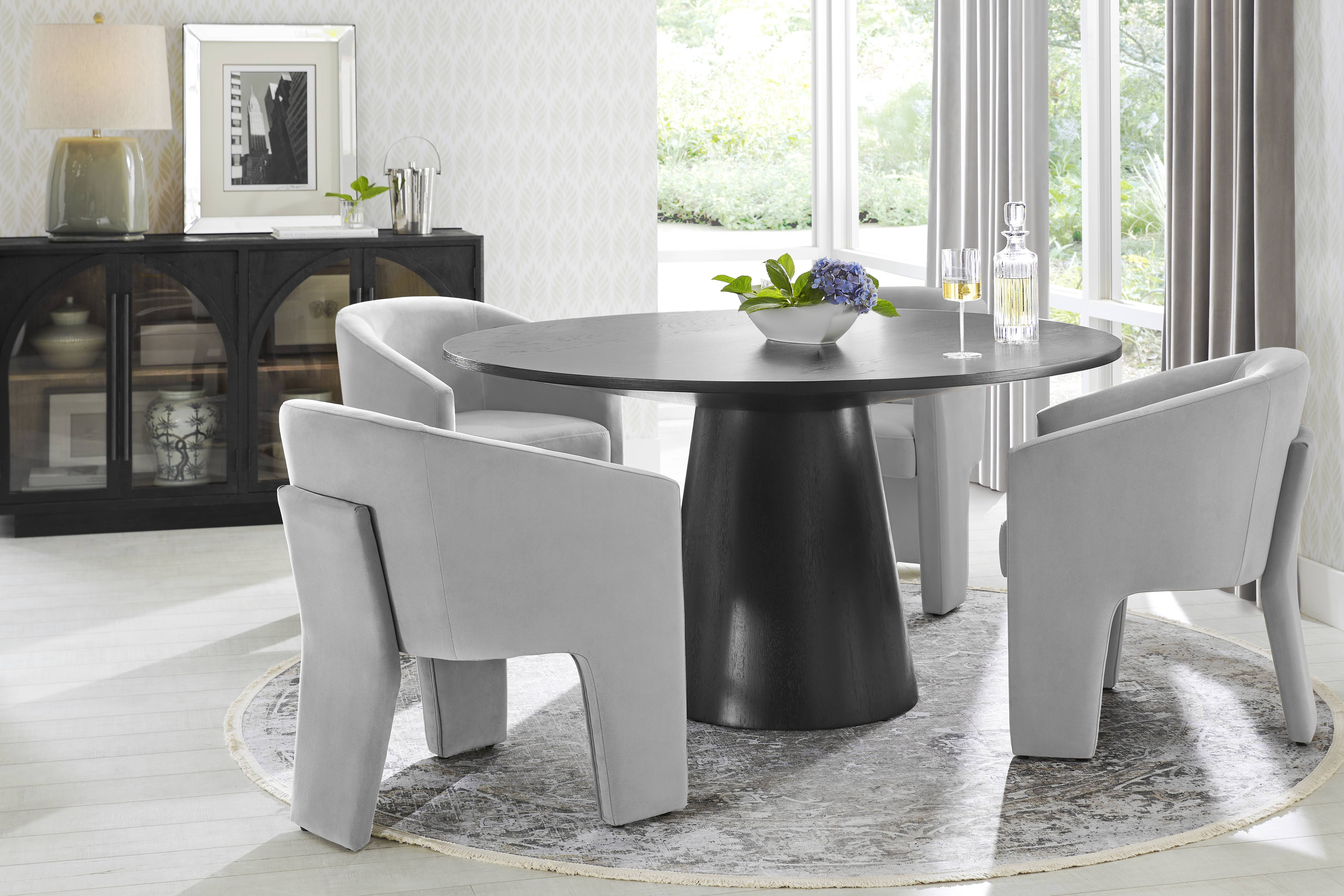 Kendall Black 5 Pc 59" Round Dining Room with Gray Arm Chairs - Thumbnail - Image 1