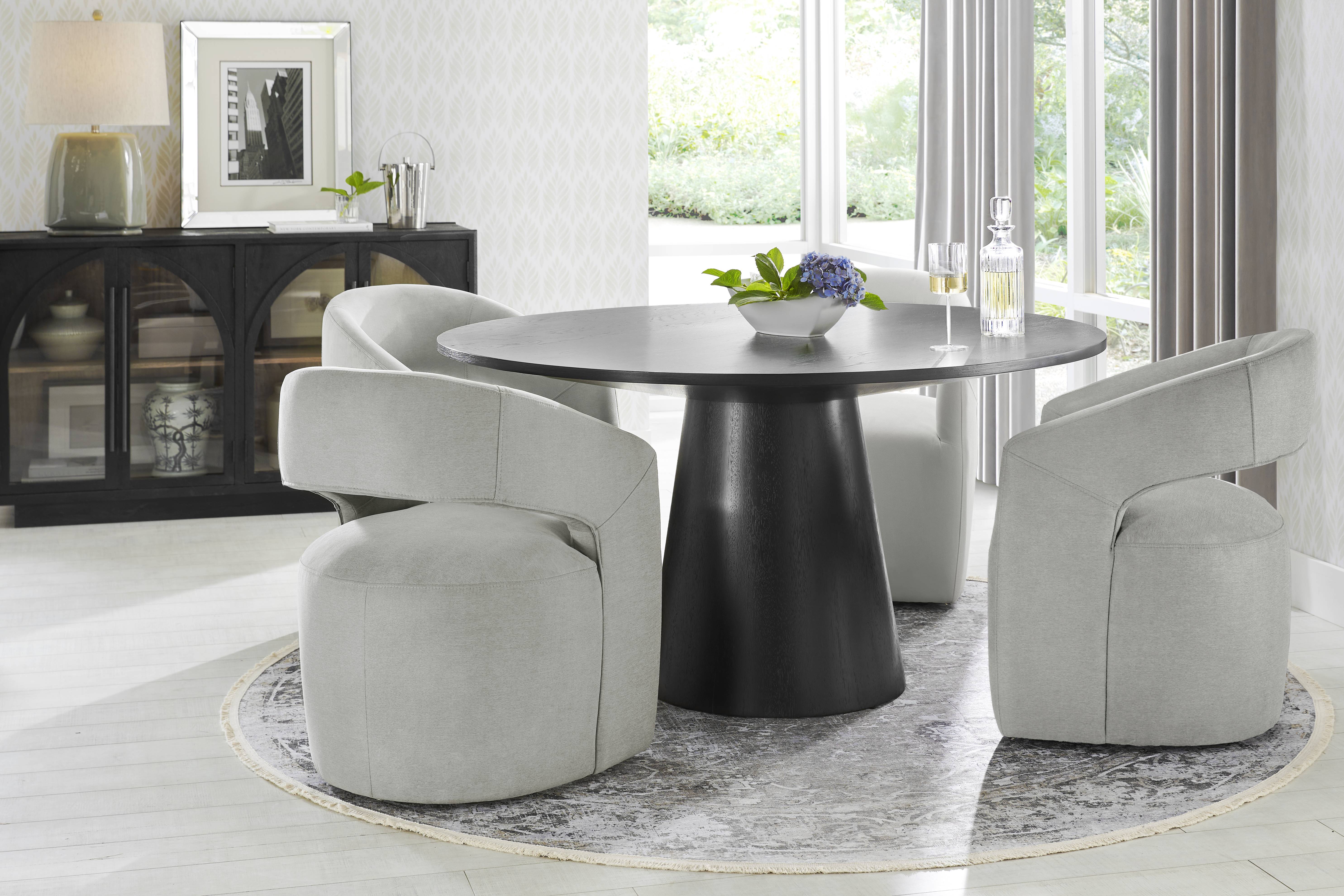 Kendall Black 5 Pc 59" Round Dining Room with Gray Cascade Park Arm Chairs - Thumbnail - Image 1