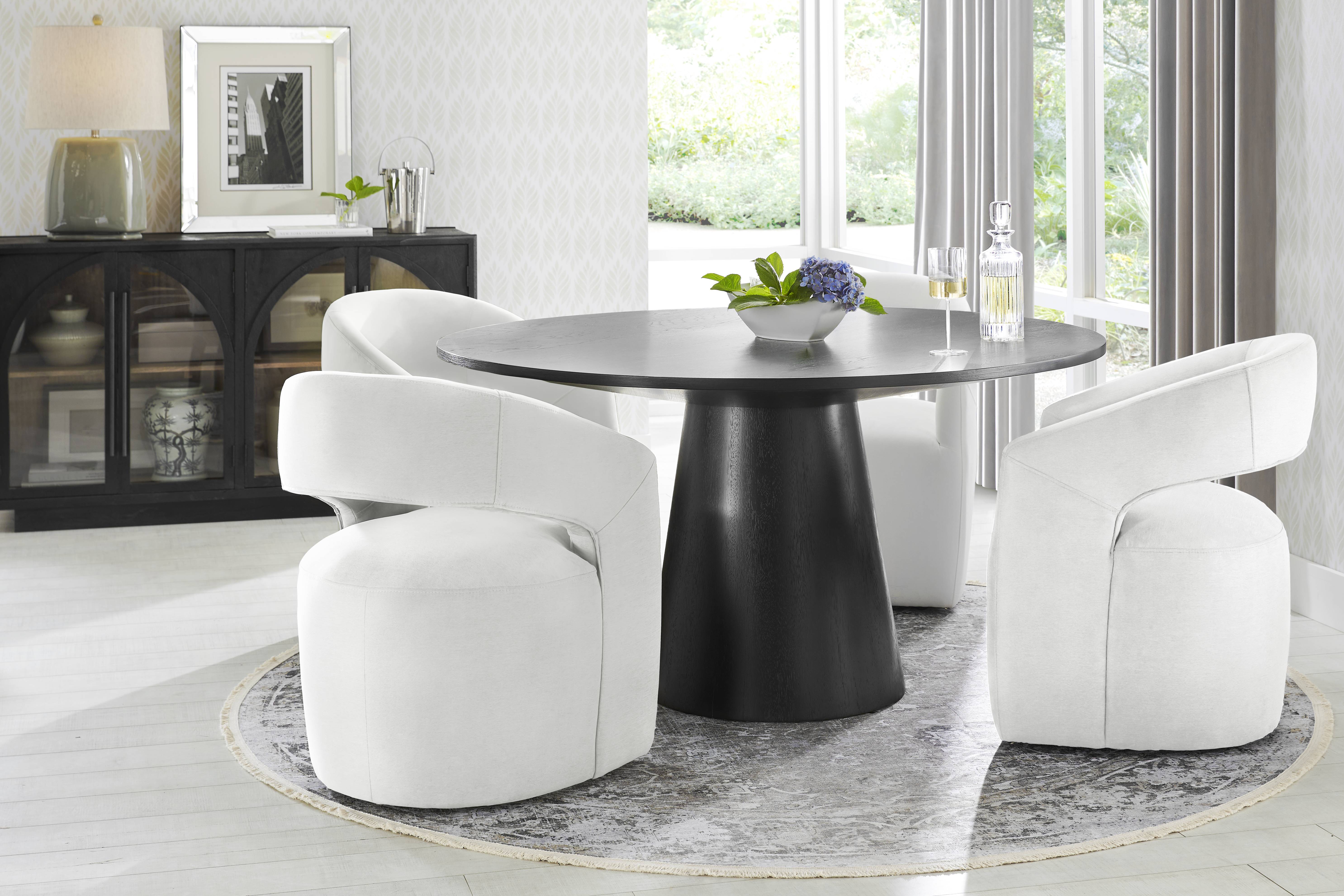 Kendall Black 5 Pc 59" Round Dining Room with White Cascade Park Arm Chairs - Thumbnail - Image 1