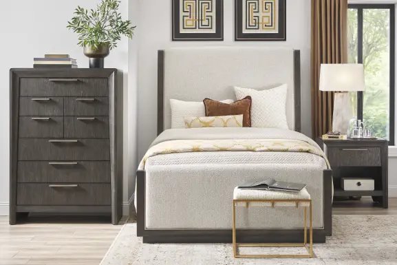 Fairfax Gray 3 Pc Queen Upholstered Bed