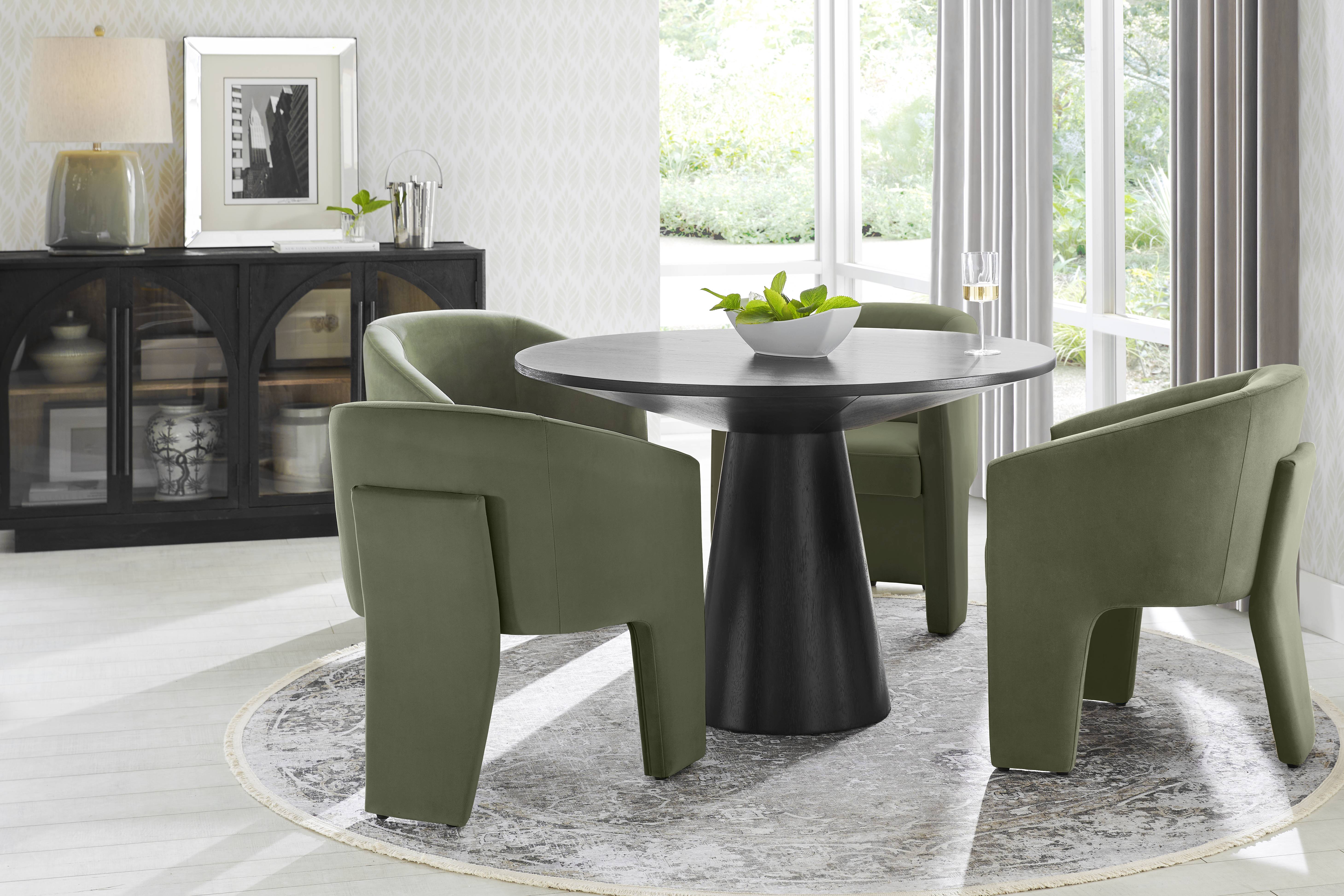 Kendall Black 5 Pc 48" Round Dining Room with Sage Arm Chairs - Thumbnail - Image 1