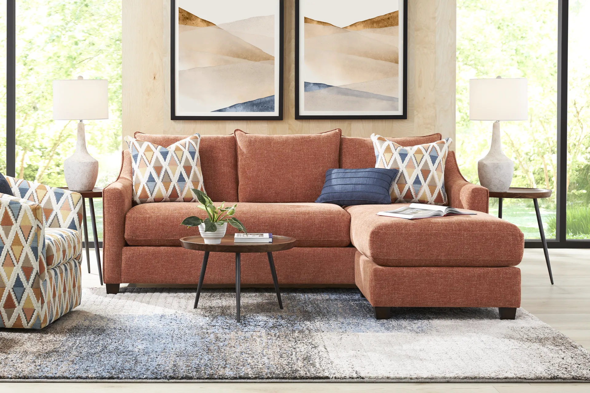 Soho Place Russet Sleeper Chaise Sofa - Image 1