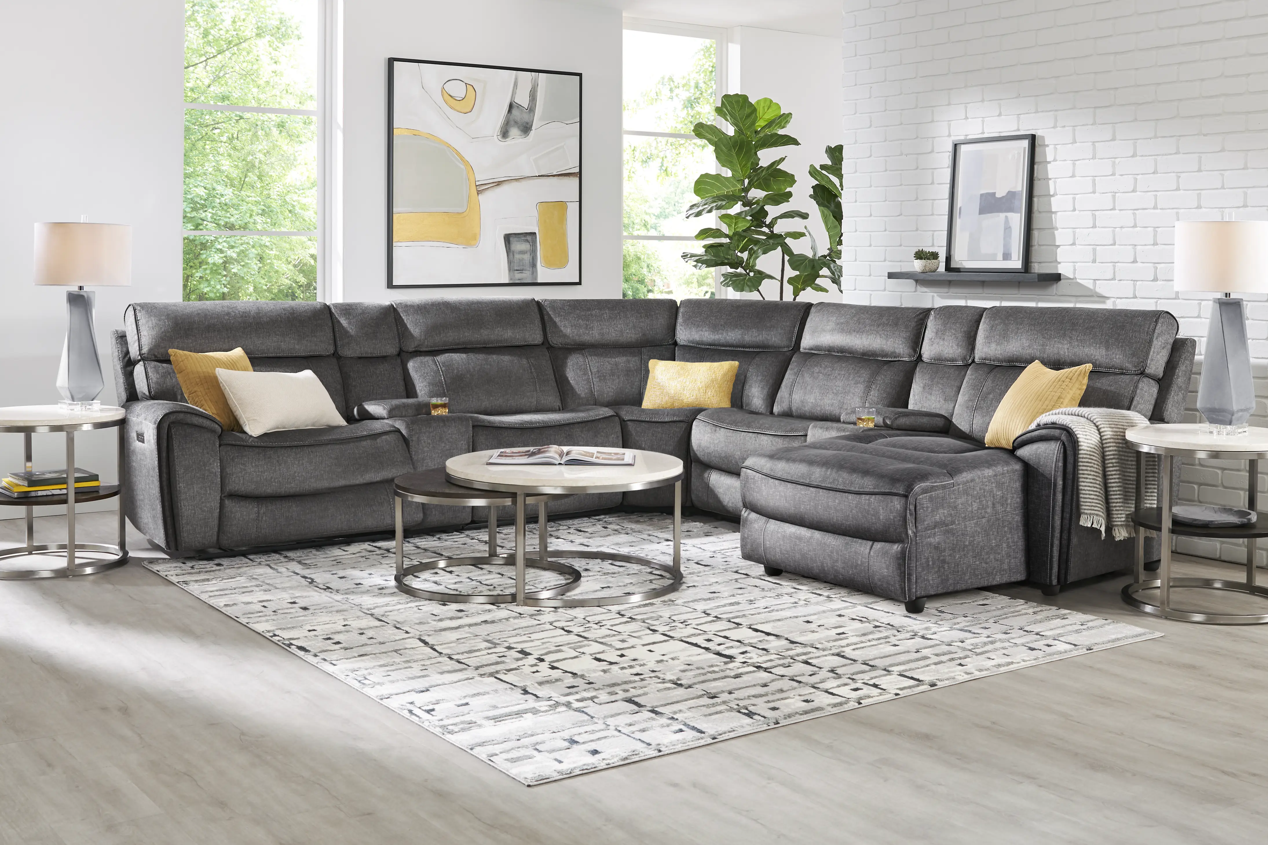 Bradshaw Place Dark Gray 7 Pc Dual Power Reclining Sectional - Thumbnail - Image 1