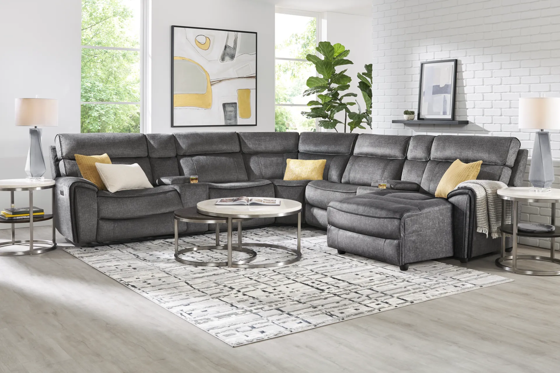 Bradshaw Place Dark Gray 7 Pc Dual Power Reclining Sectional - Image 1