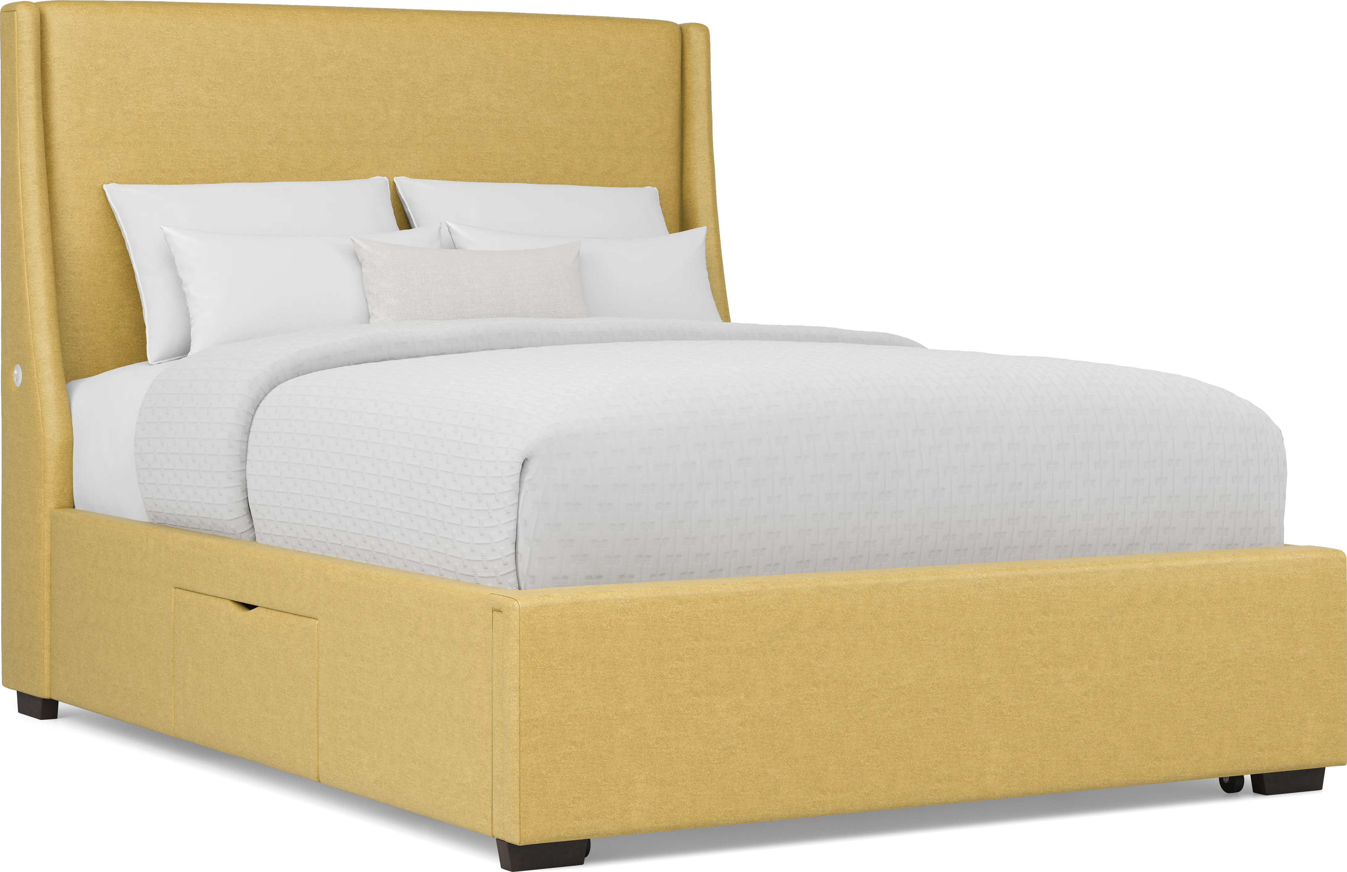 Beaufoy Yellow 3 Pc Queen Upholstered Complete Storage Bed - Thumbnail - Image 1