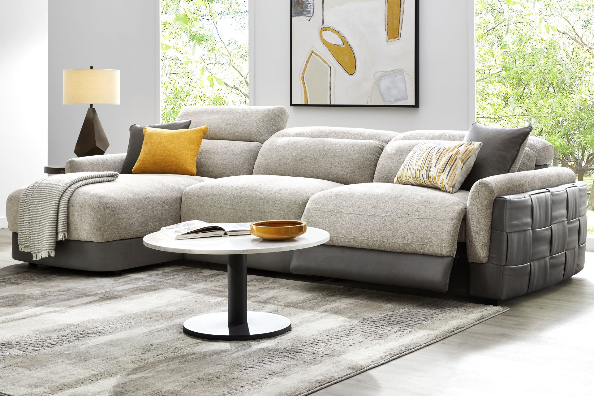 Seneca Falls Gray 3 Pc Dual Power Reclining Sectional - Image 2