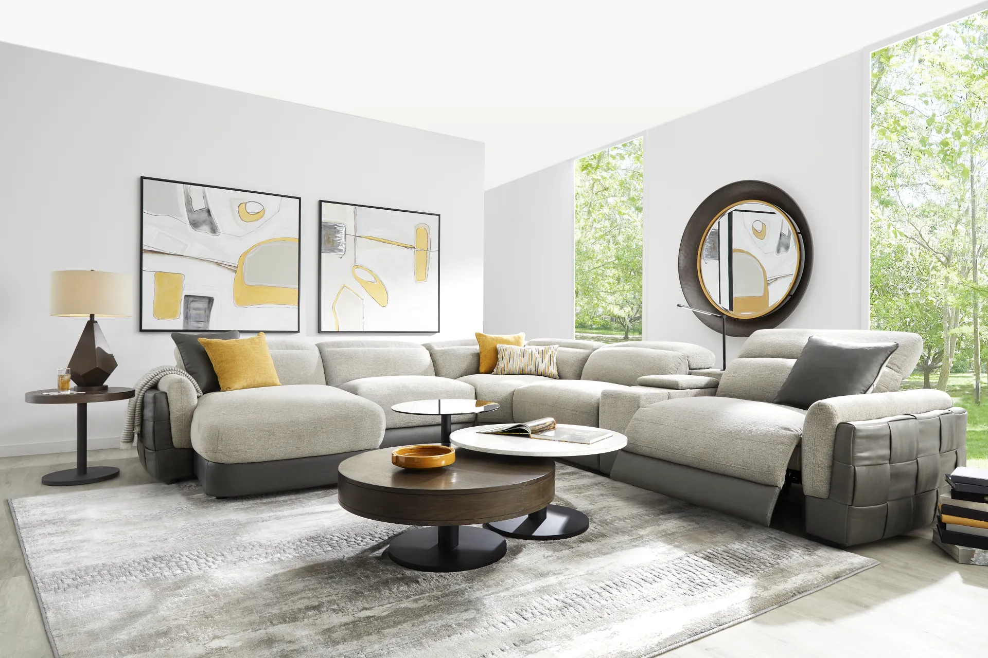 Seneca Falls Gray 6 Pc Dual Power Reclining Sectional - Image 1