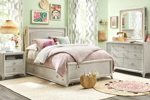 Kids Vivien Wirebrush Gray Full Cubby Bedroom