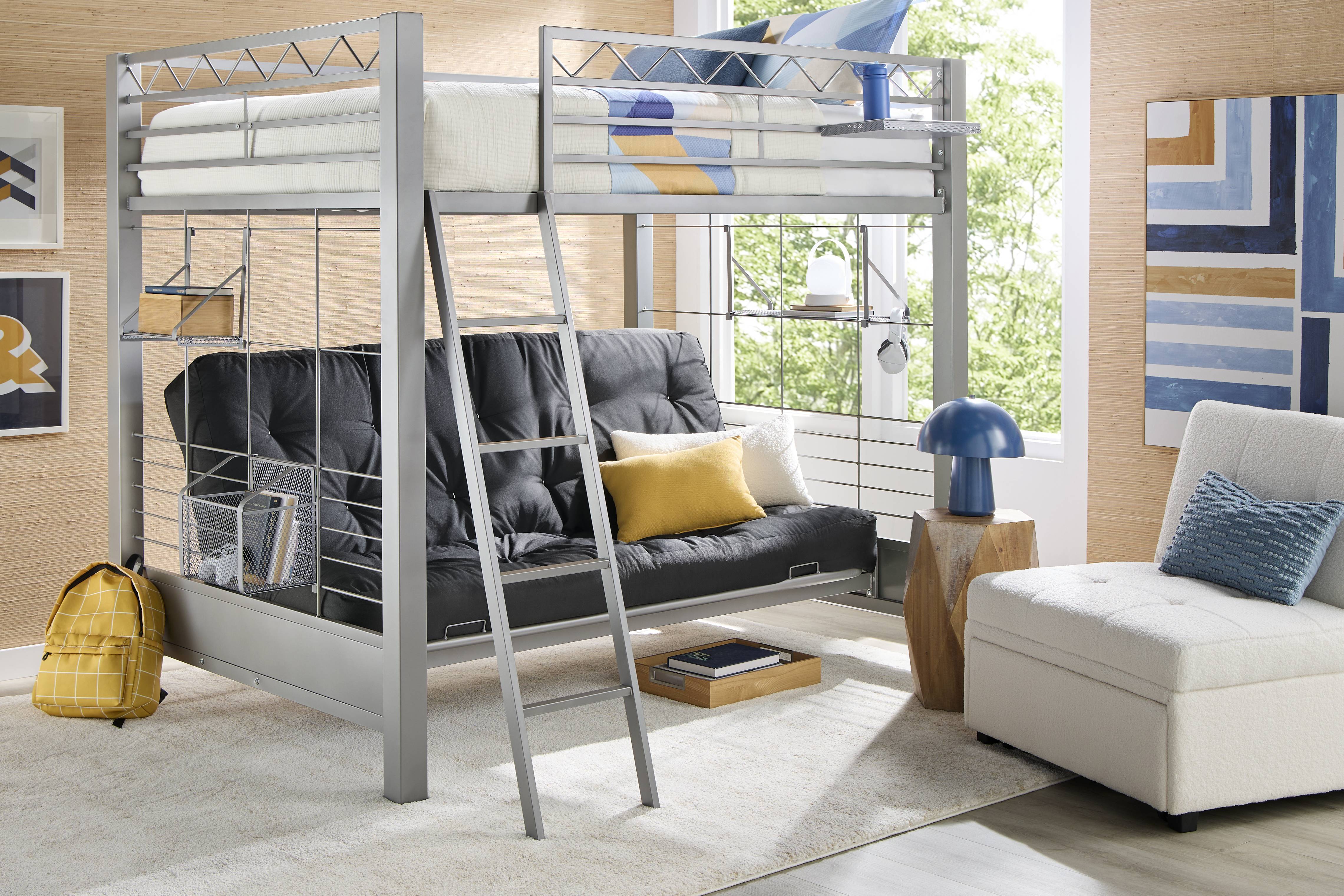 Build-a-Bunk Gray Full/Futon Loft Bed with Gray Accessories - Thumbnail - Image 2