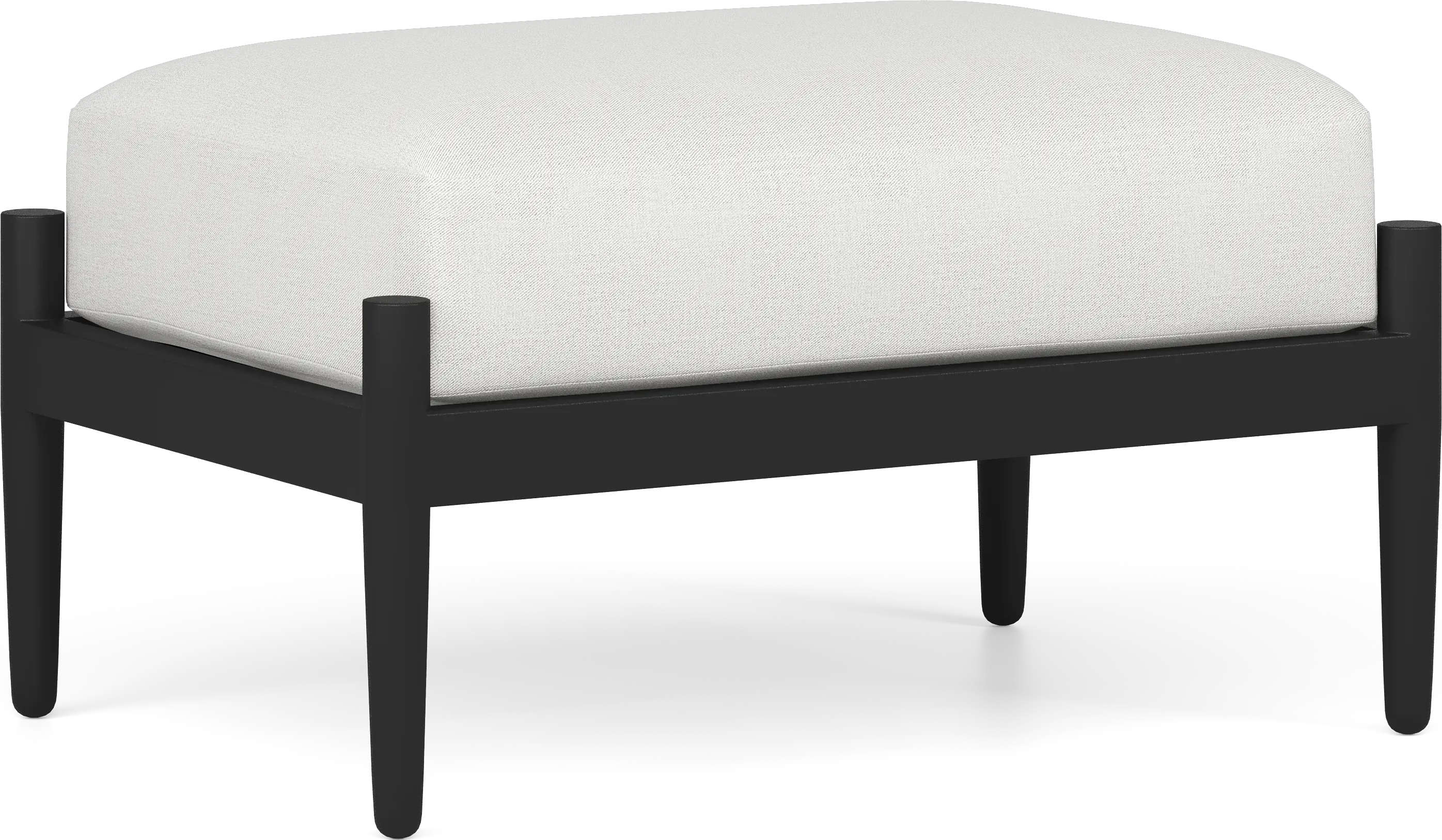 Harlowe Black Outdoor Ottoman with Dove Cushion - Thumbnail - Image 1