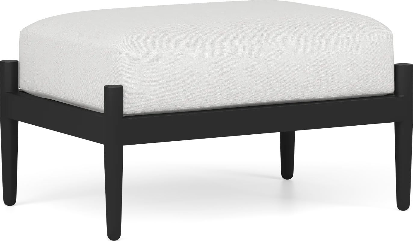 Harlowe Black Outdoor Ottoman with Dove Cushion