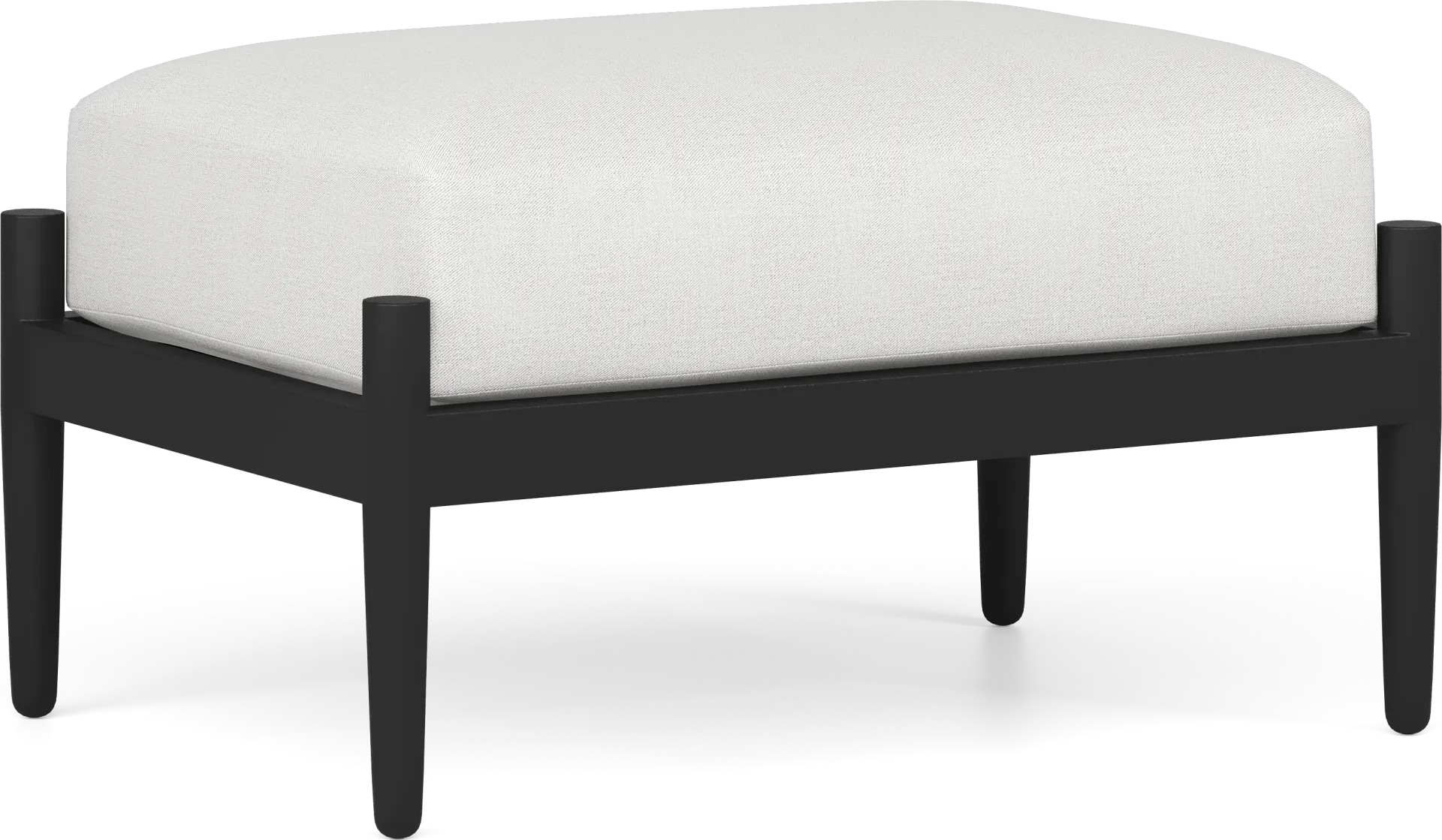 Harlowe Black Outdoor Ottoman with Dove Cushion - Image 1