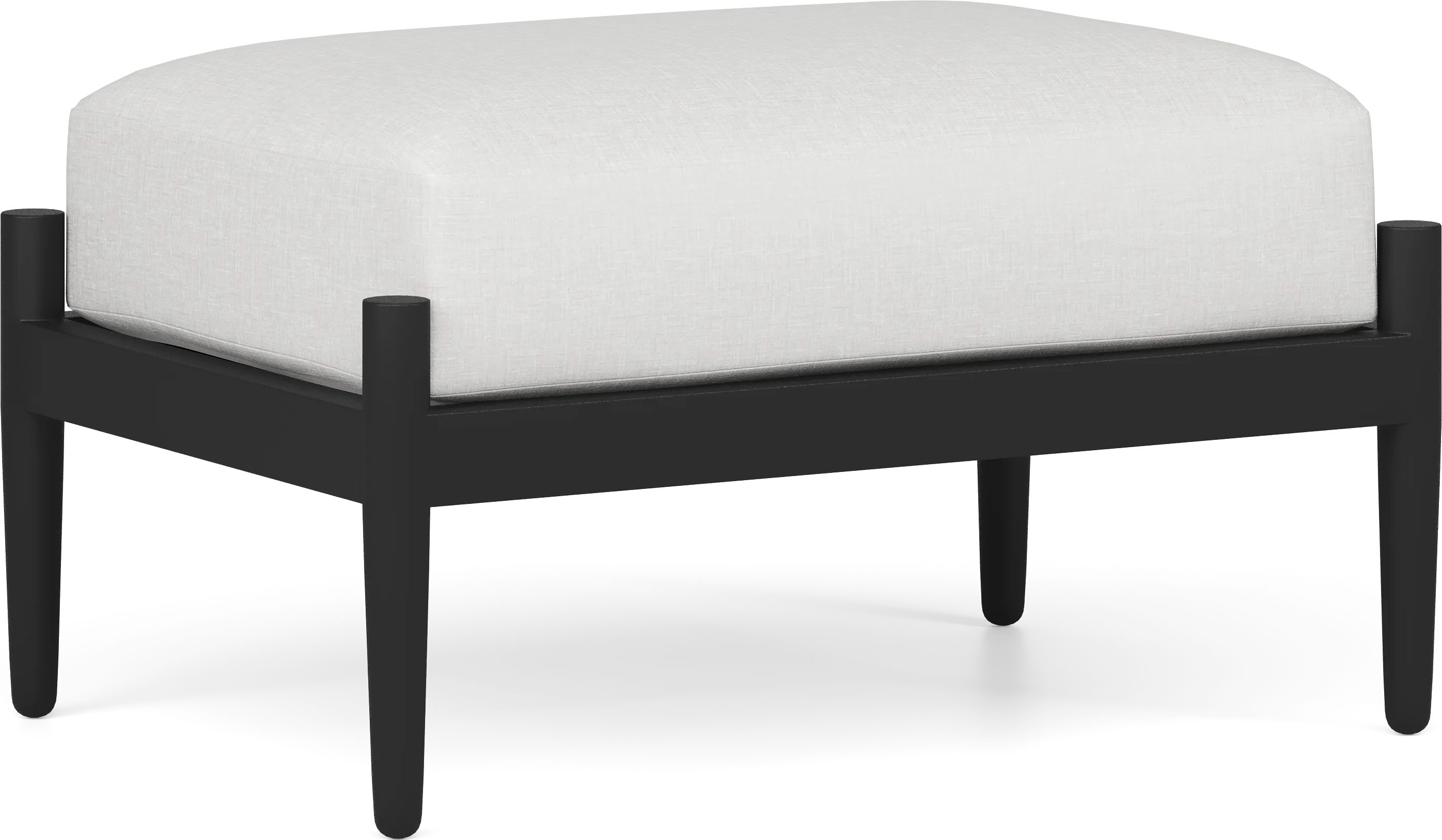 Harlowe Black Outdoor Ottoman with White Cushion - Thumbnail - Image 1