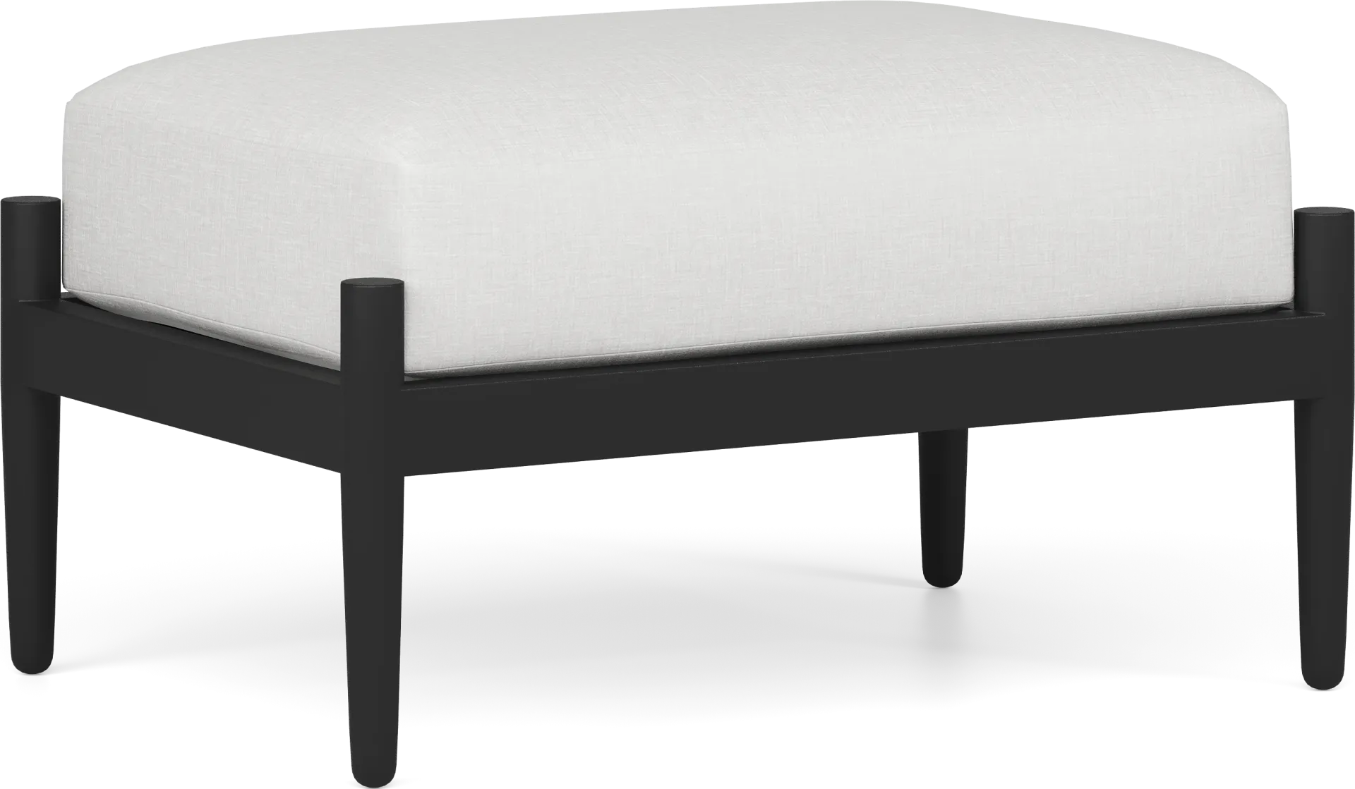 Harlowe Black Outdoor Ottoman with White Cushion - Image 1