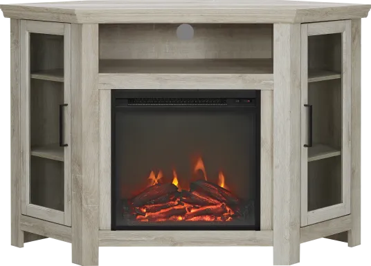 Russell White 48 in. Corner Console with Electric Fireplace