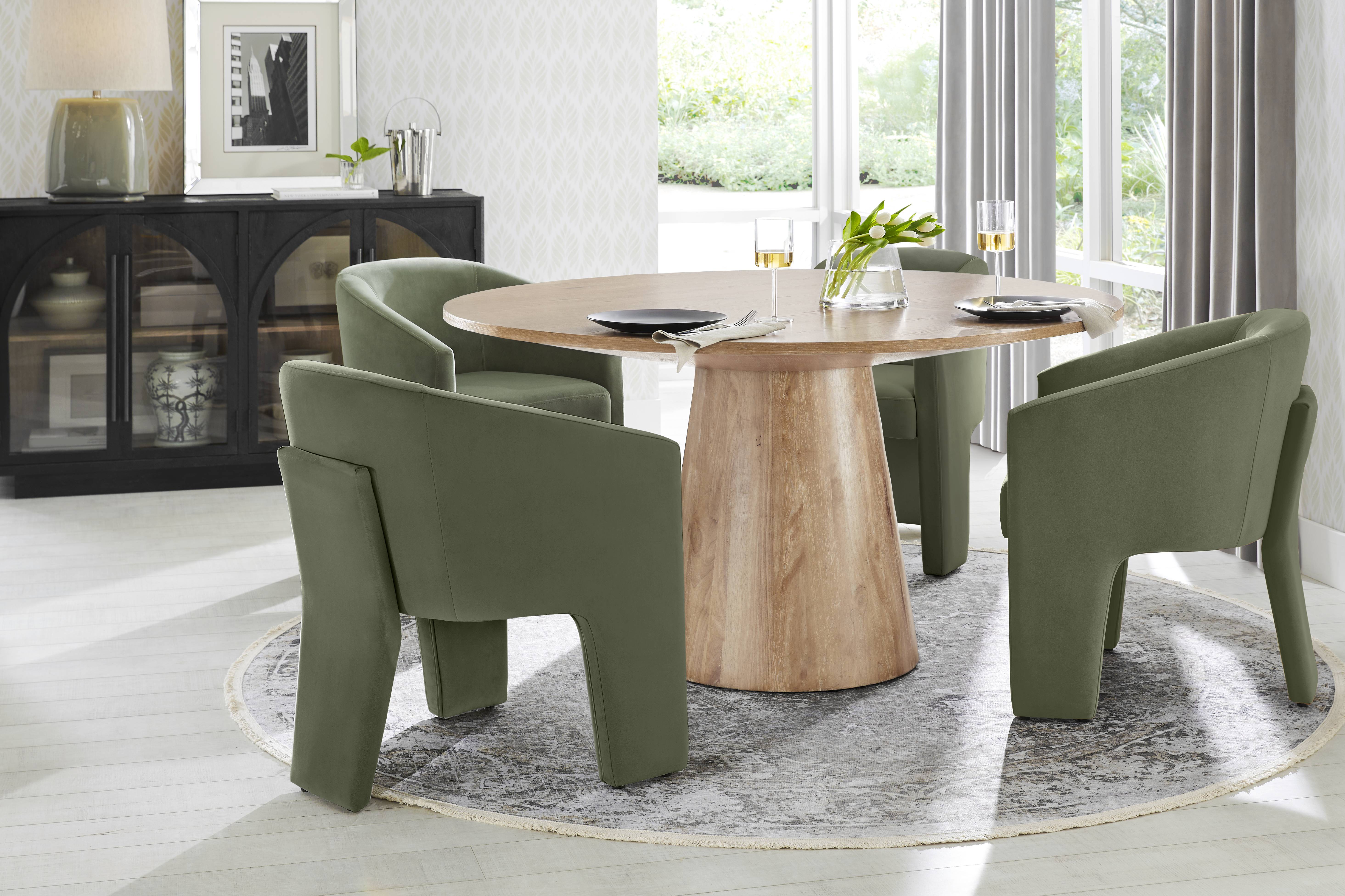 Kendall Natural 5 Pc 59" Round Dining Room with Sage Arm Chairs - Thumbnail - Image 1