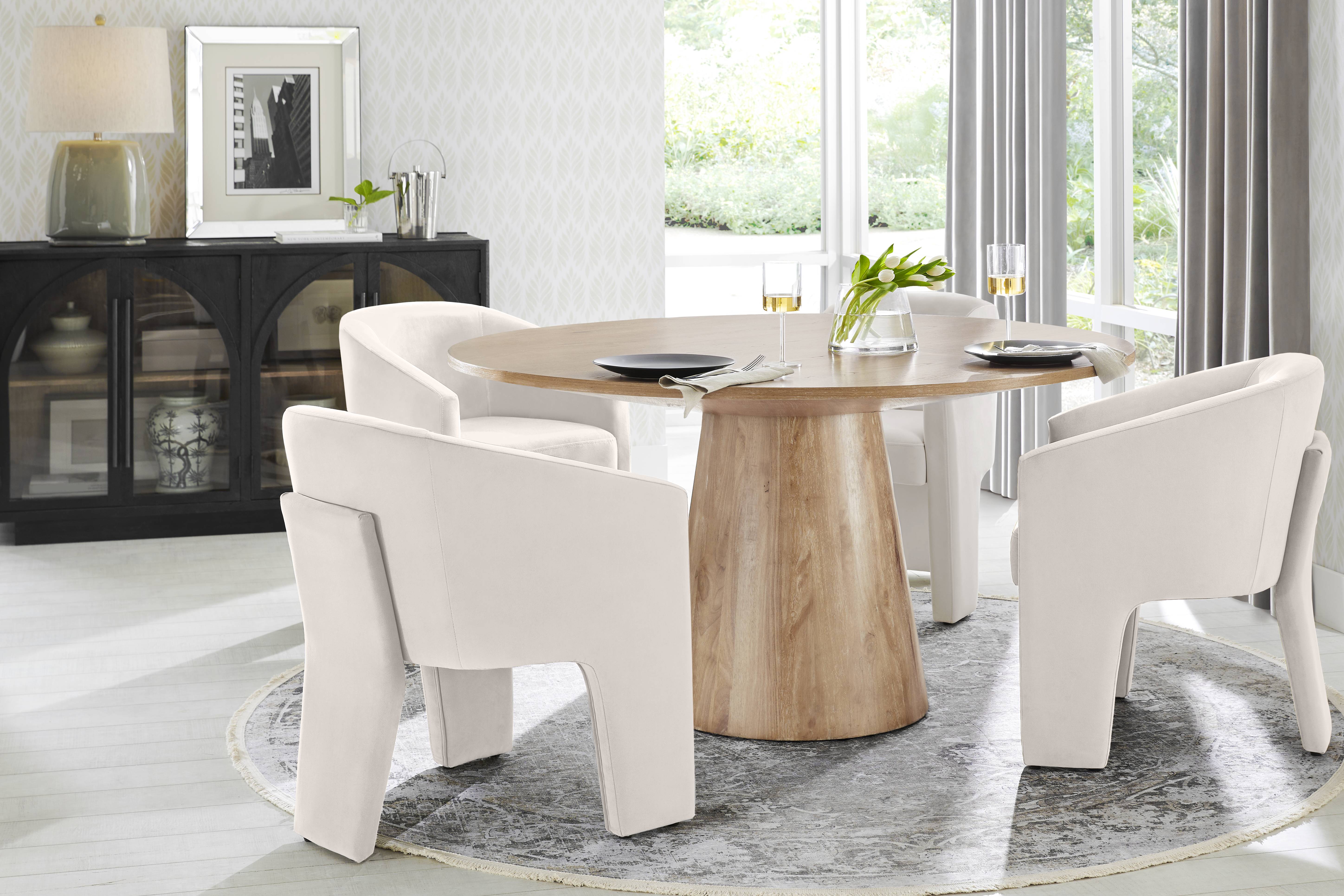 Kendall Natural 5 Pc 59" Round Dining Room with Cream Arm Chairs - Thumbnail - Image 1