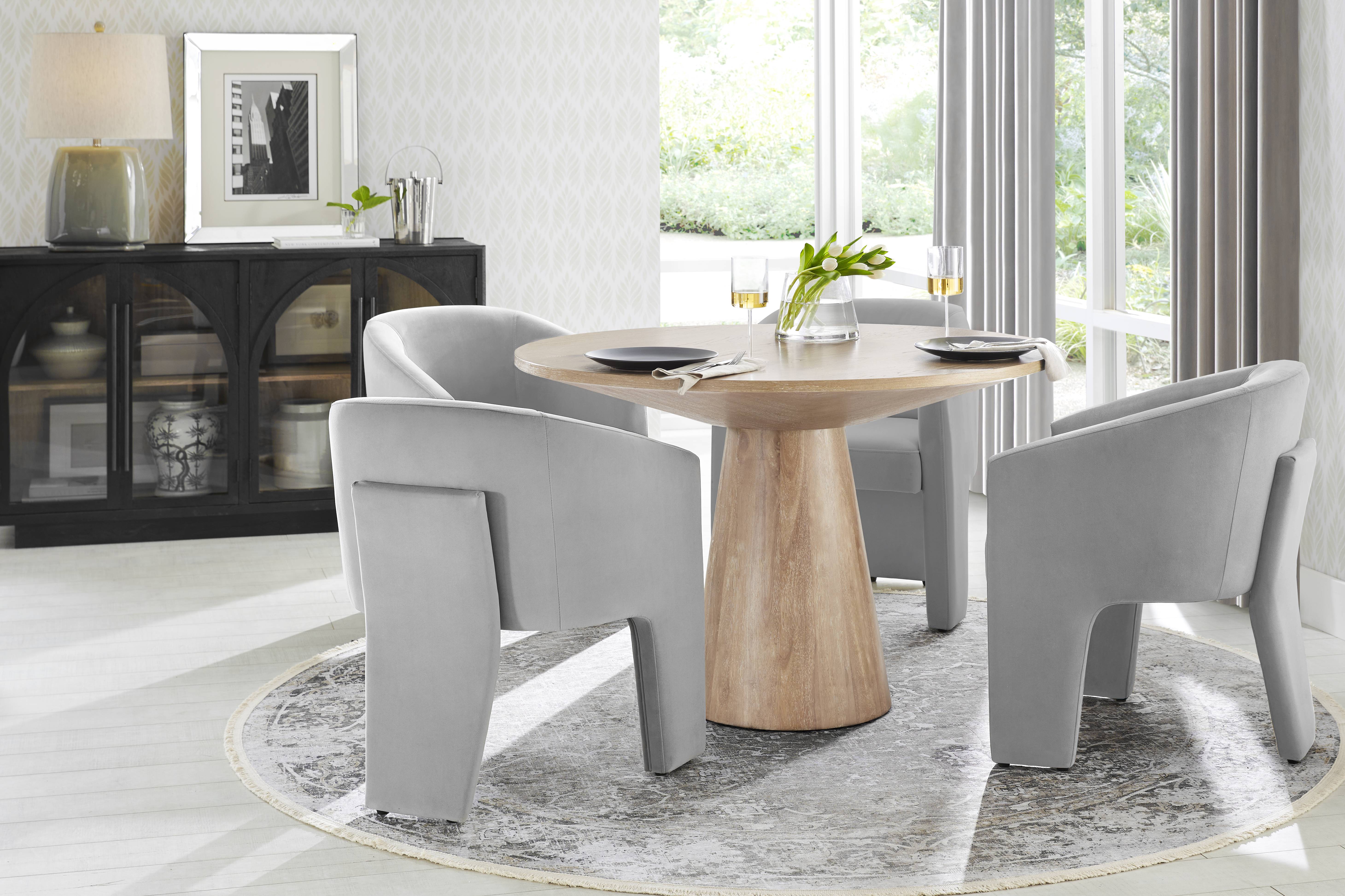 Kendall Natural 5 Pc 48" Round Dining Room with Gray Arm Chairs - Thumbnail - Image 1