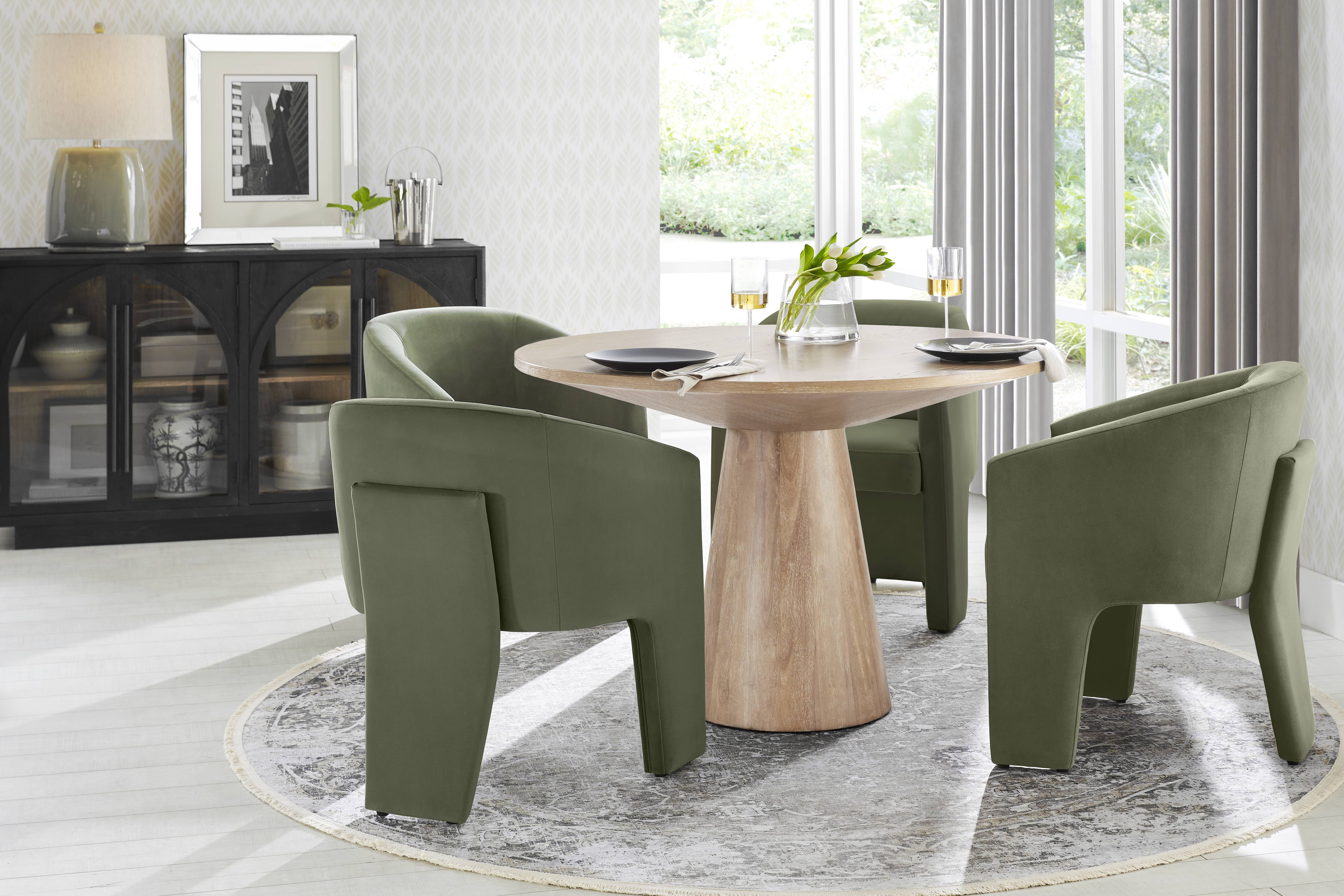 Kendall Natural 5 Pc 48" Round Dining Room with Sage Arm Chairs - Thumbnail - Image 1
