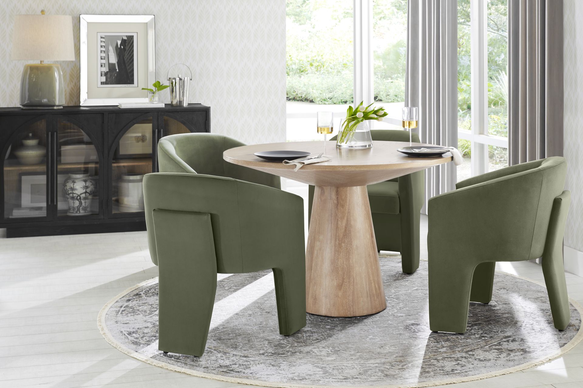Kendall Natural 5 Pc 48" Round Dining Room with Sage Arm Chairs - Image 1