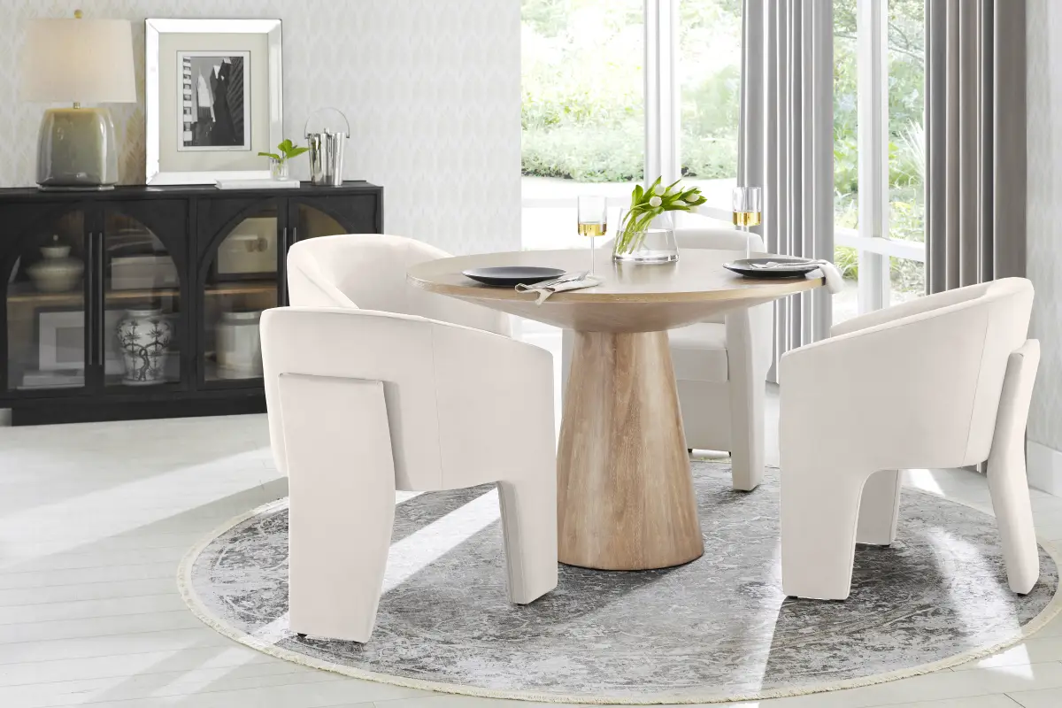 Kendall Natural 5 Pc 48" Round Dining Room with Cream Arm Chairs