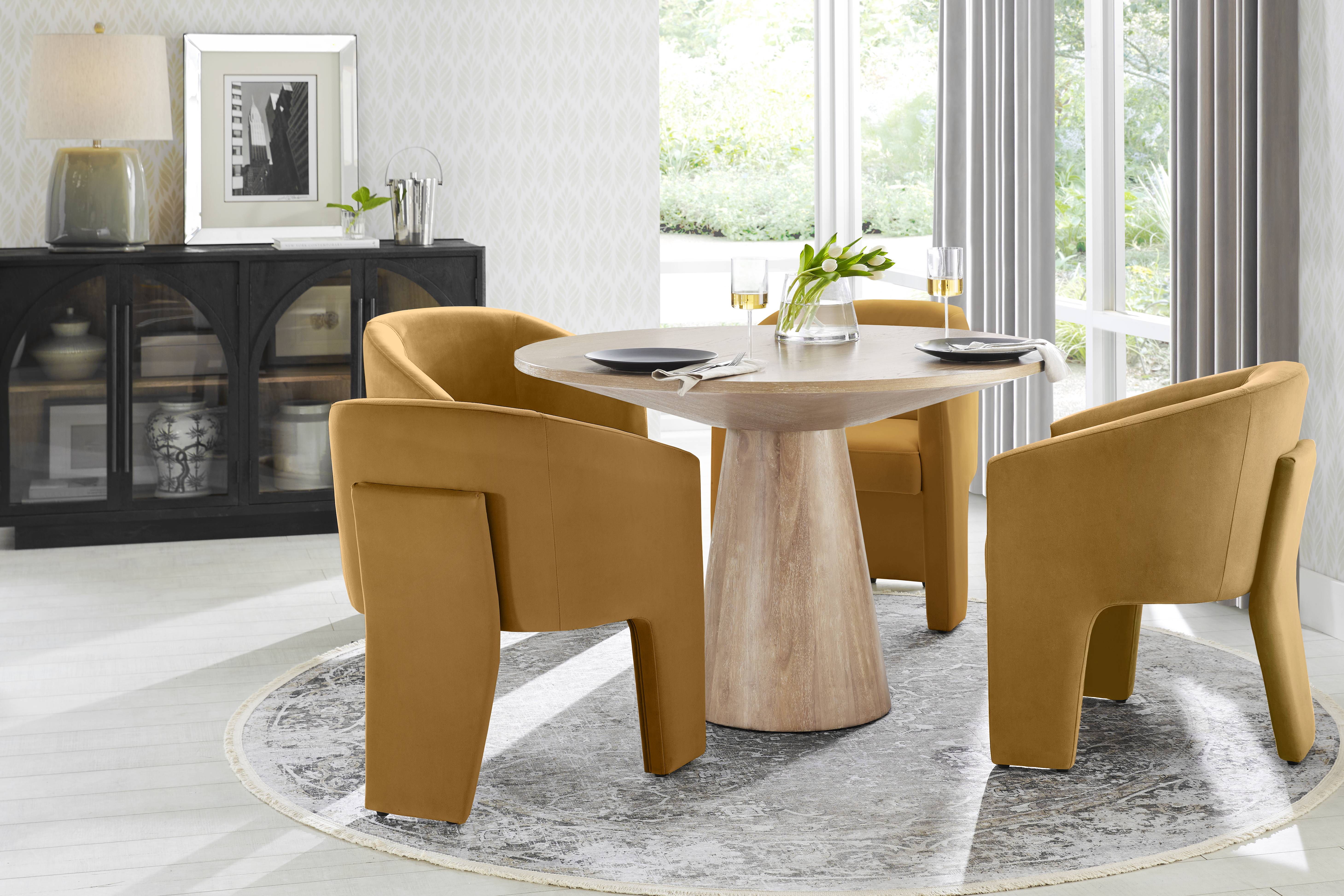 Kendall Natural 5 Pc 48" Round Dining Room with Gold Arm Chairs - Thumbnail - Image 1