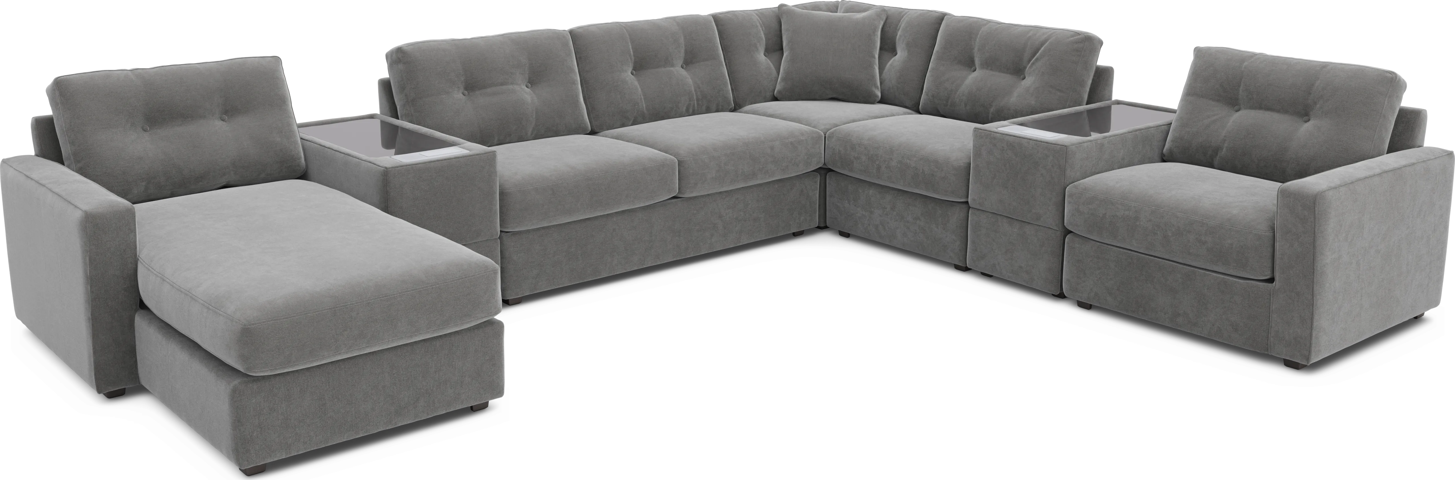 Gray 7 Pc ModularOne Sleeper with Media Consoles - Thumbnail - Image 1