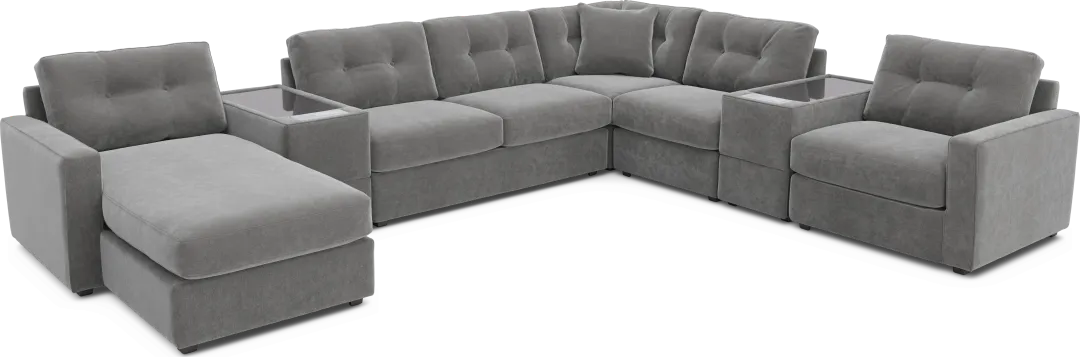 Gray 7 Pc ModularOne Gel Foam Sleeper with Media Consoles