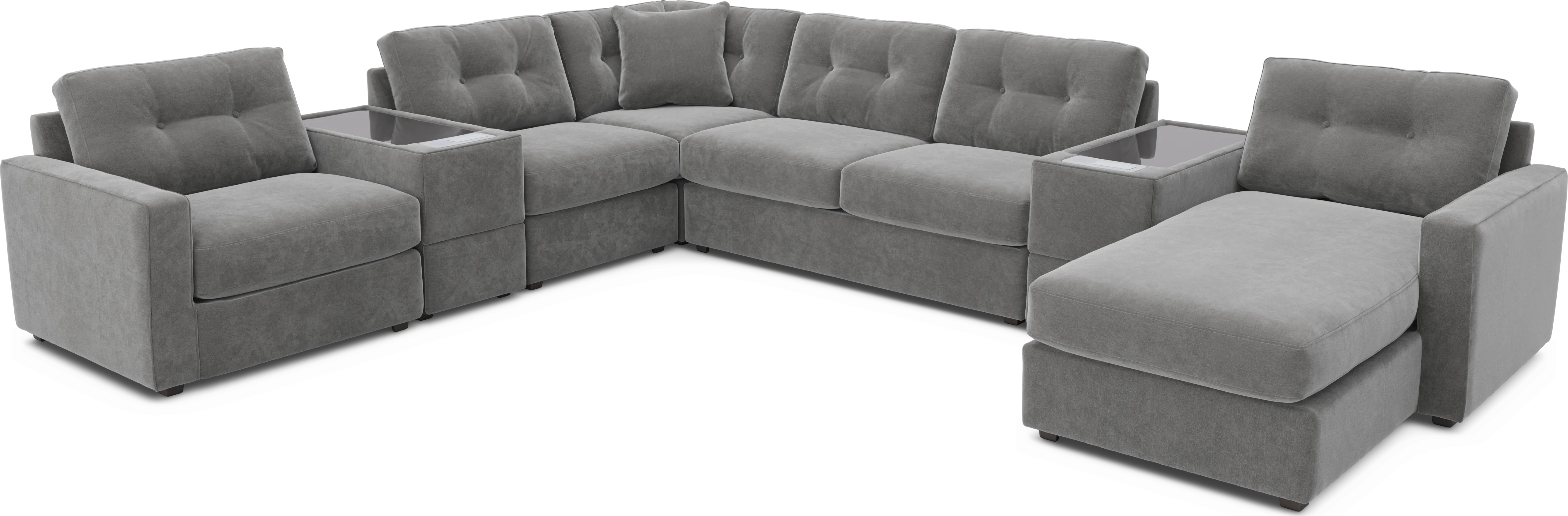 Gray 7 Pc ModularOne Sleeper with Media Consoles - Thumbnail - Image 1