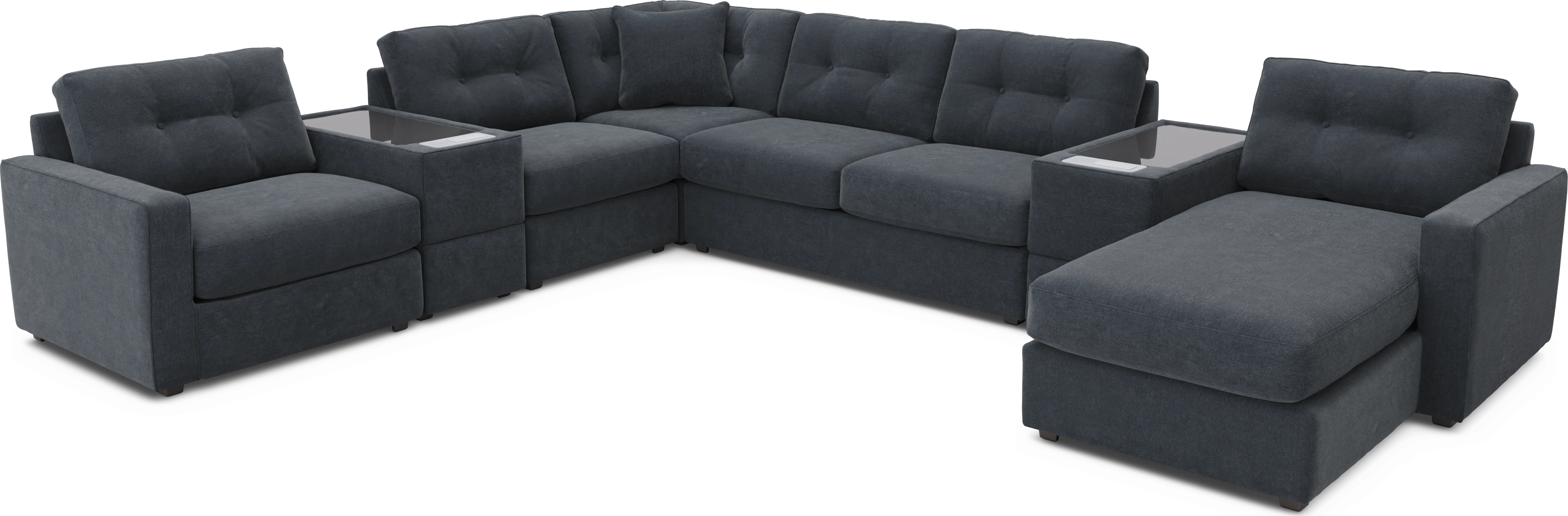 Indigo 7 Pc ModularOne Gel Foam Sleeper with Media Consoles - Thumbnail - Image 1