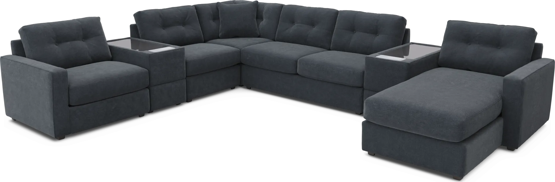 Indigo 7 Pc ModularOne Gel Foam Sleeper with Media Consoles - Image 1