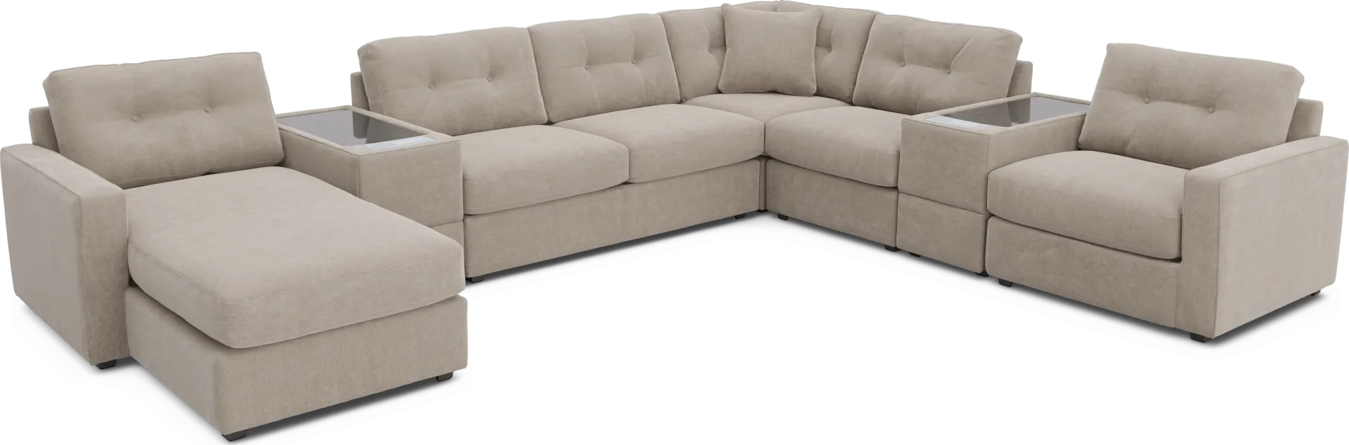 Beige 7 Pc ModularOne Gel Foam Sleeper with Media Consoles - Image 1