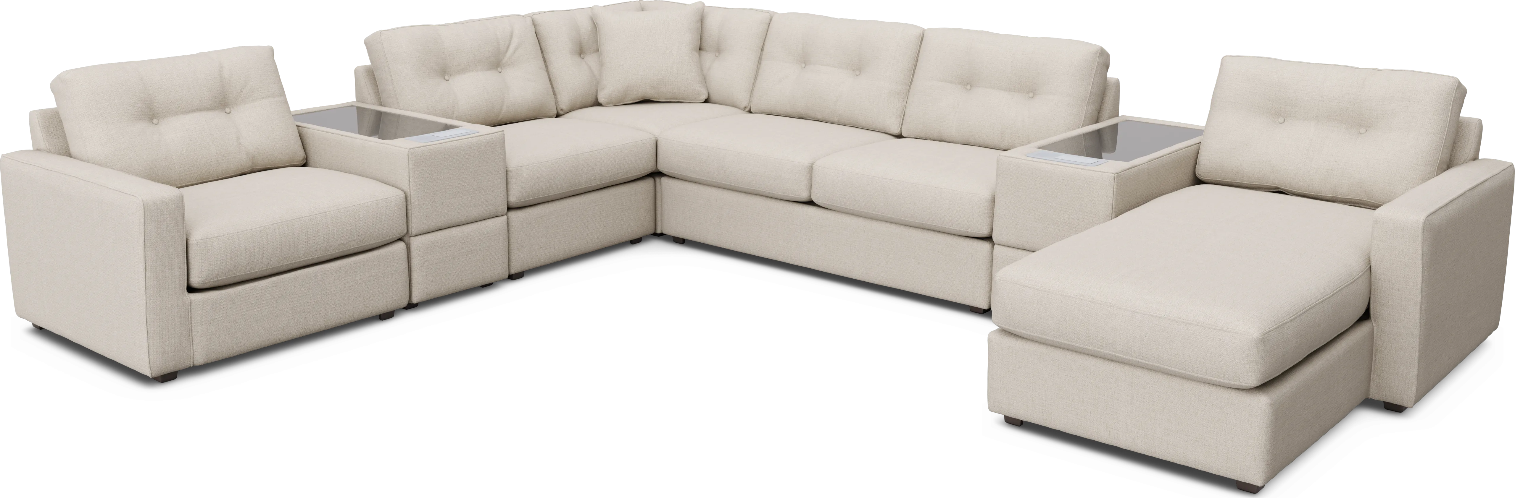 Off-white 7 Pc ModularOne Sleeper with Media Consoles - Thumbnail - Image 1