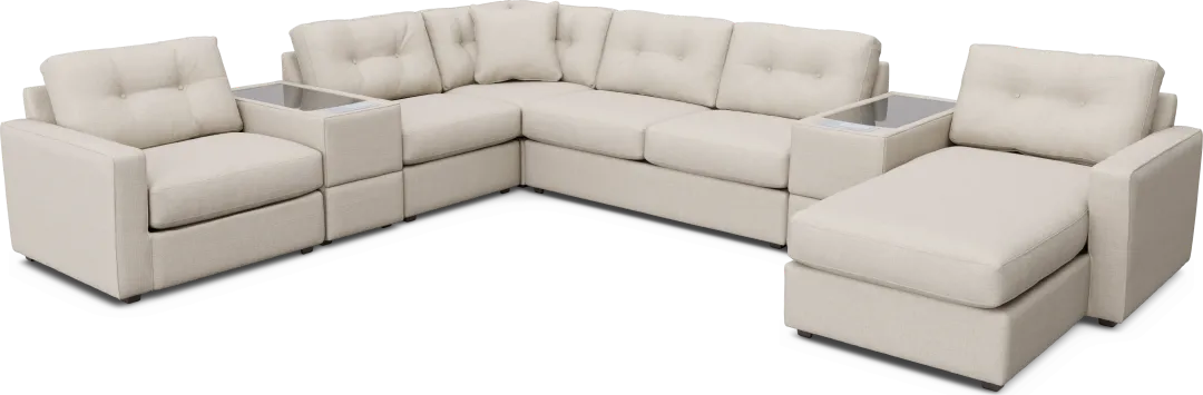 Off-white 7 Pc ModularOne Sleeper with Media Consoles