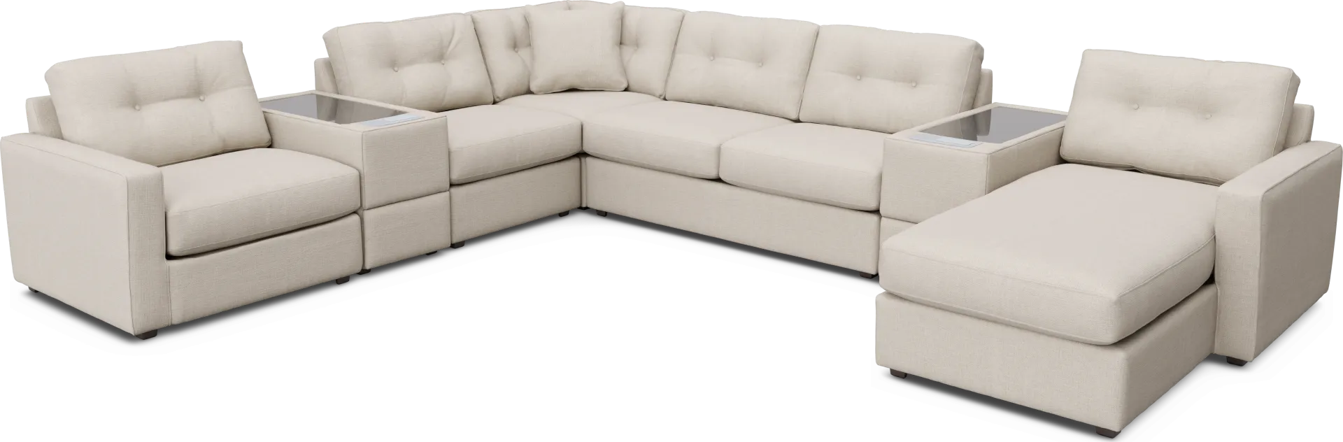 Off-white 7 Pc ModularOne Sleeper with Media Consoles - Image 1