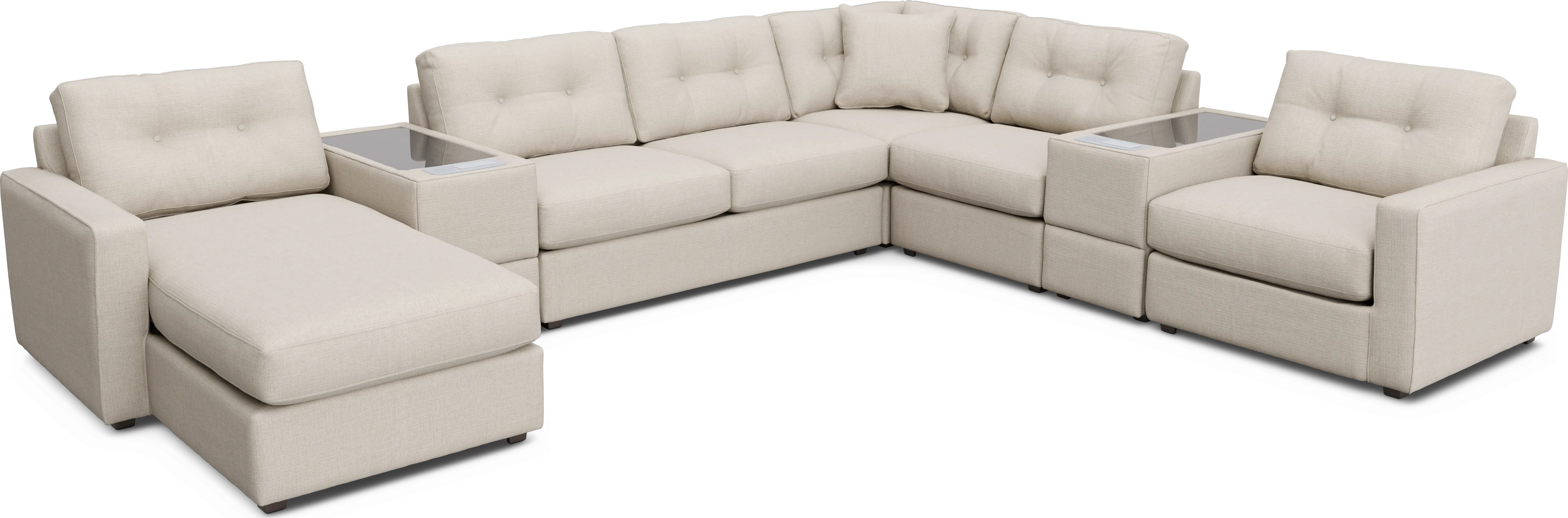 Off-white 7 Pc ModularOne Sleeper with Media Consoles - Thumbnail - Image 1