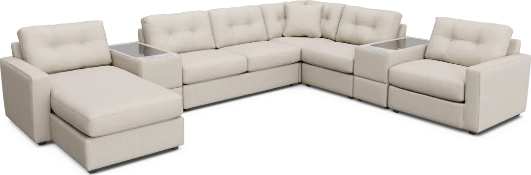 Off-white 7 Pc ModularOne Sleeper with Media Consoles