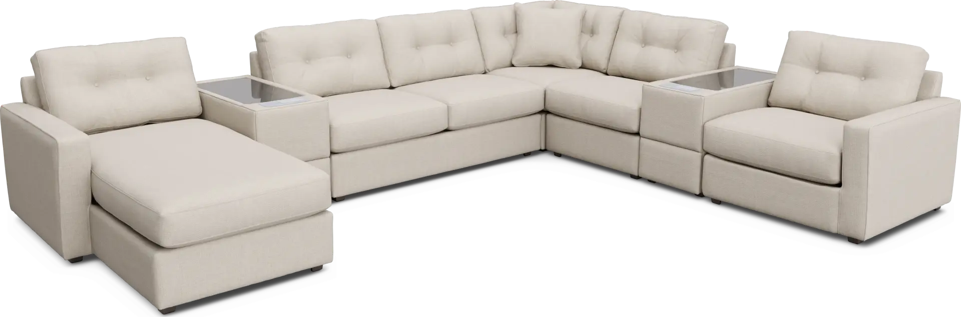 Off-white 7 Pc ModularOne Sleeper with Media Consoles