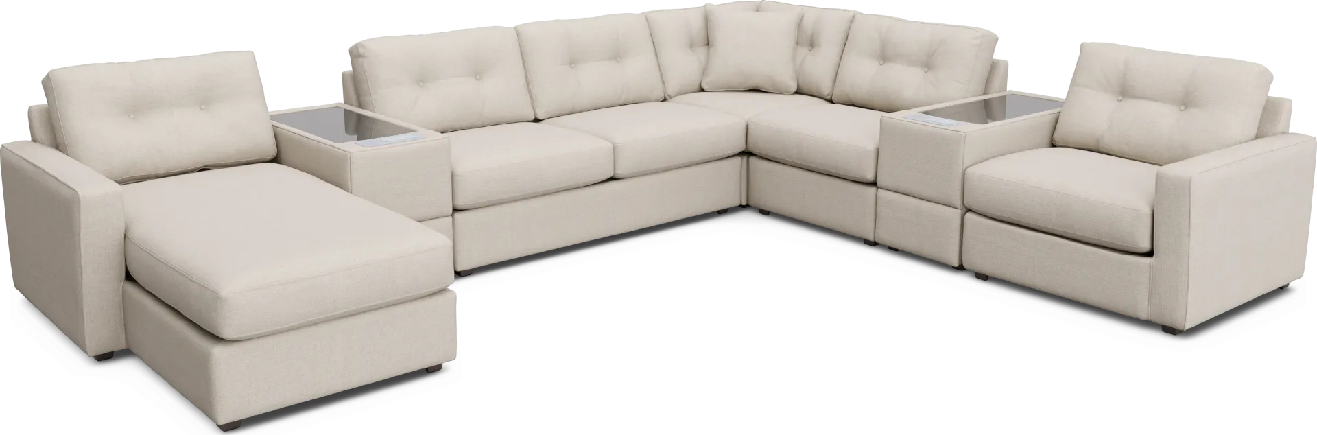 Off-white 7 Pc ModularOne Sleeper with Media Consoles - Image 1