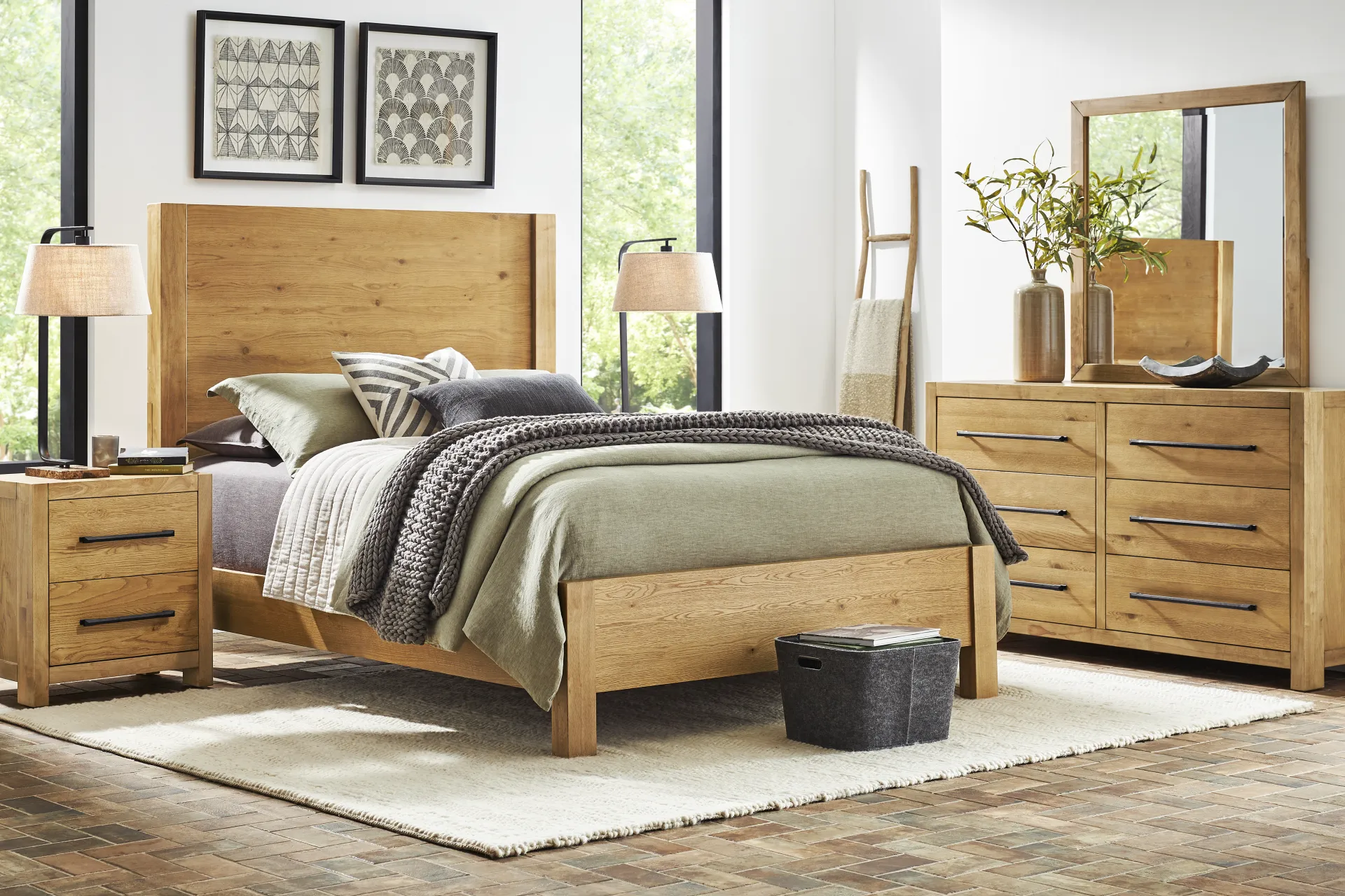 Ithaca Natural 3 Pc King Panel Bed - Image 2